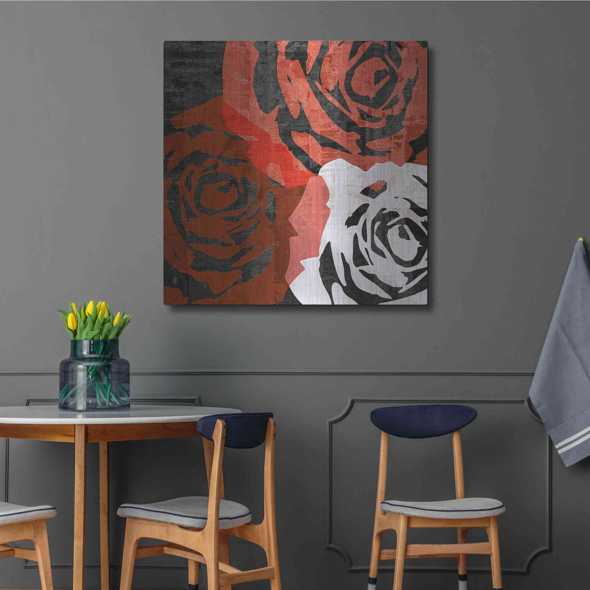 Luxe Metal Art 'Bloomer Squares VI' by James Burghardt, Metal Wall Art,36x36