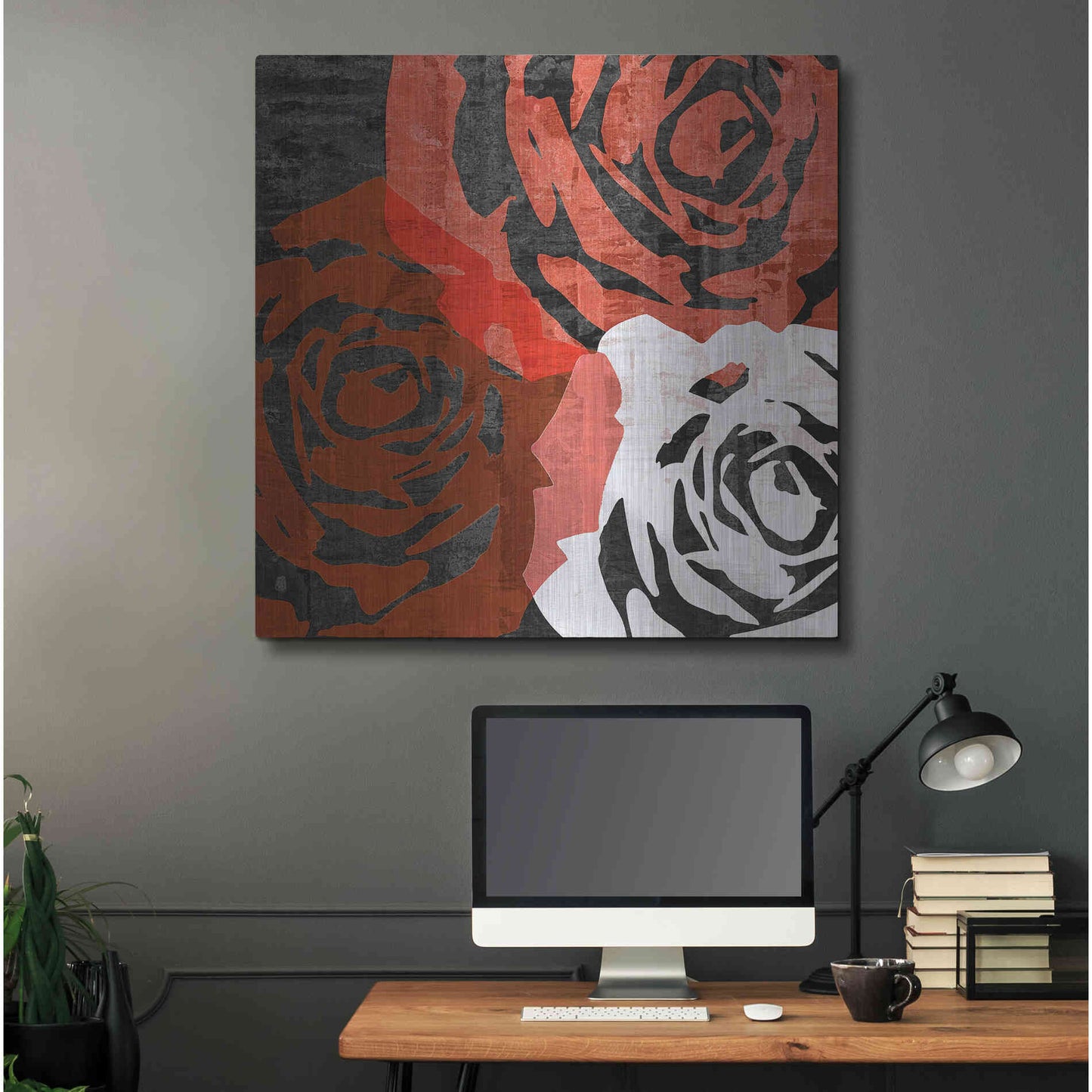 Luxe Metal Art 'Bloomer Squares VI' by James Burghardt, Metal Wall Art,36x36