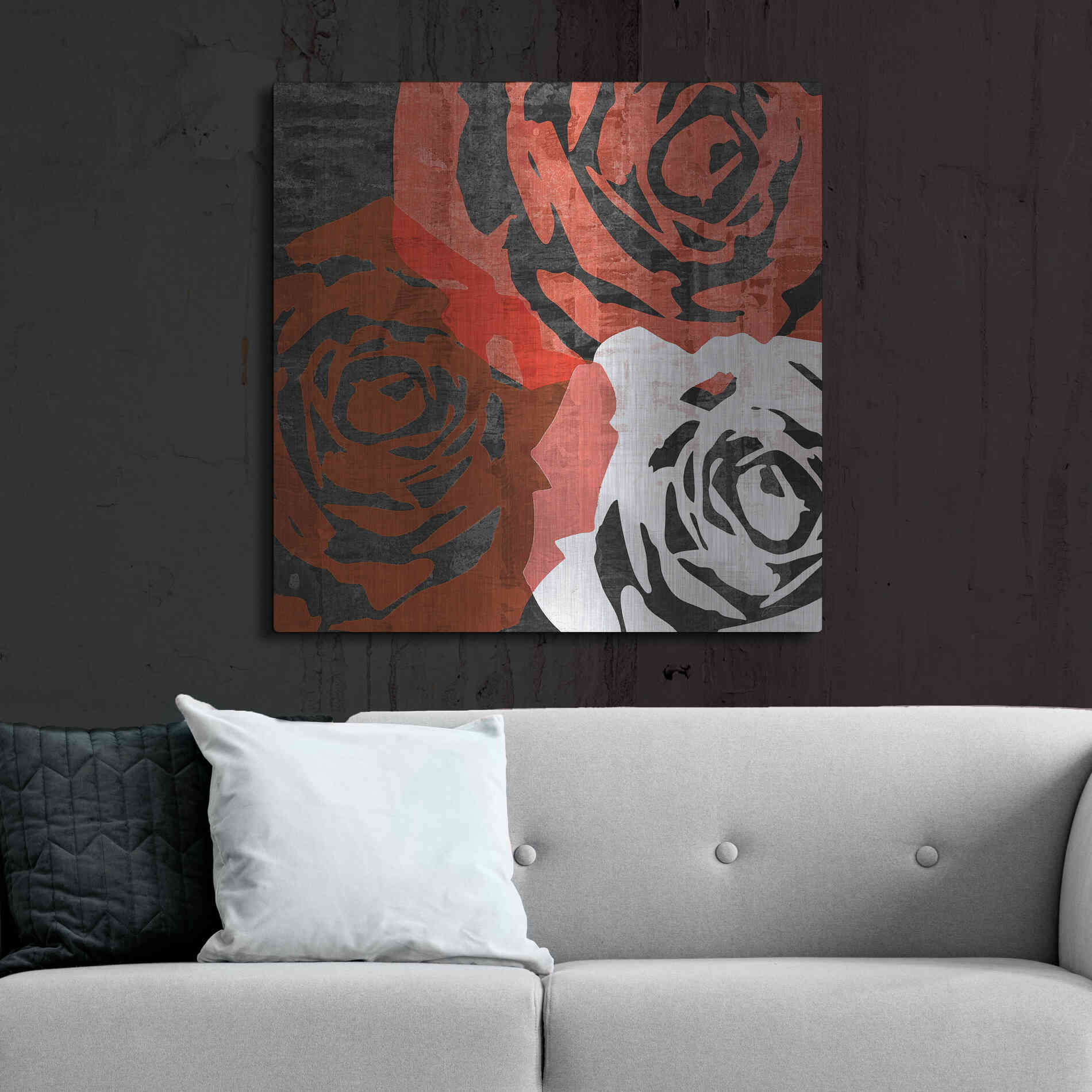 Luxe Metal Art 'Bloomer Squares VI' by James Burghardt, Metal Wall Art,36x36