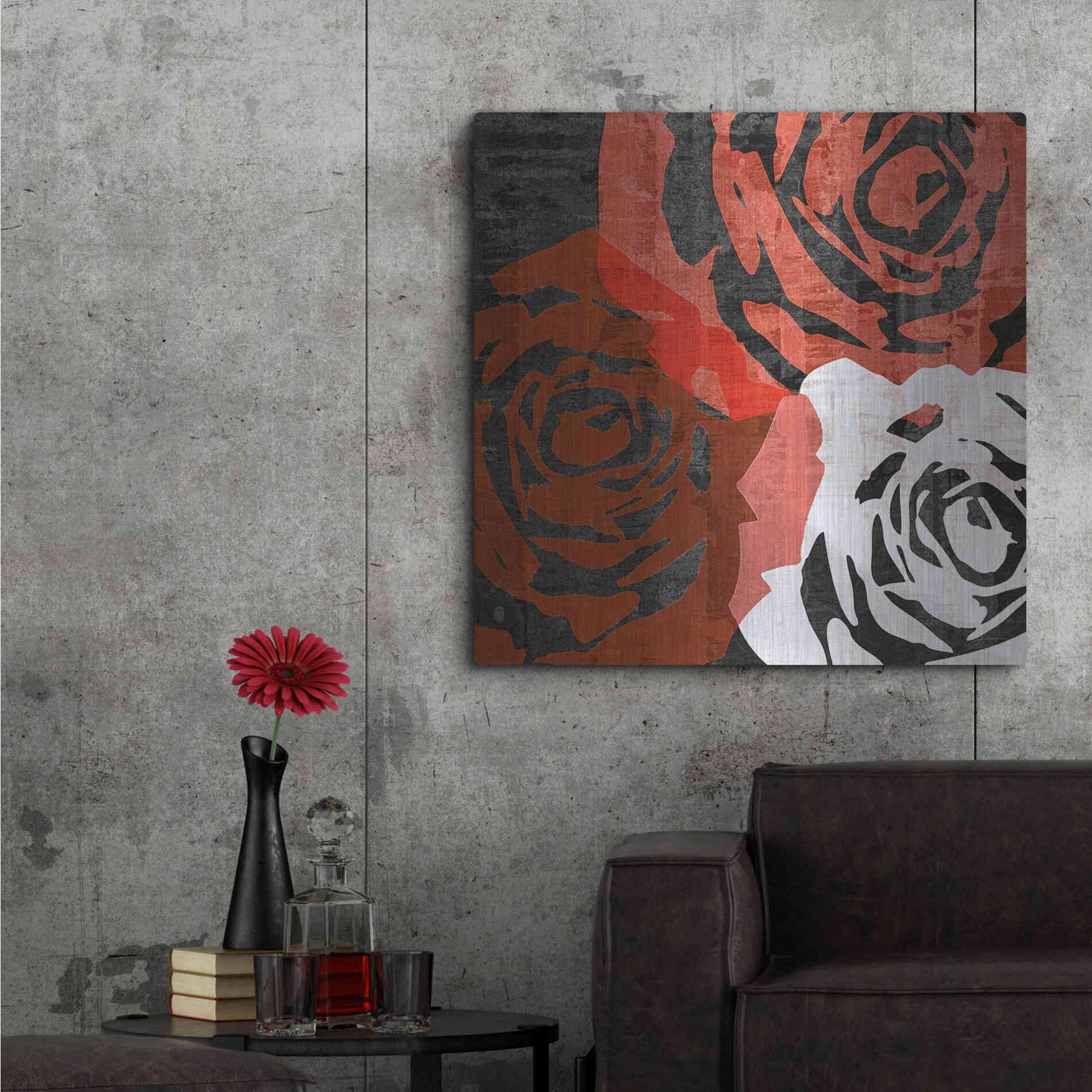 Luxe Metal Art 'Bloomer Squares VI' by James Burghardt, Metal Wall Art,36x36