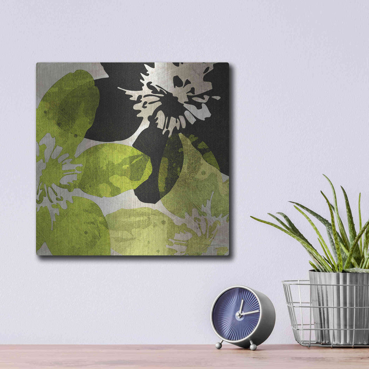 Luxe Metal Art 'Bloomer Tiles VI' by James Burghardt, Metal Wall Art,12x12