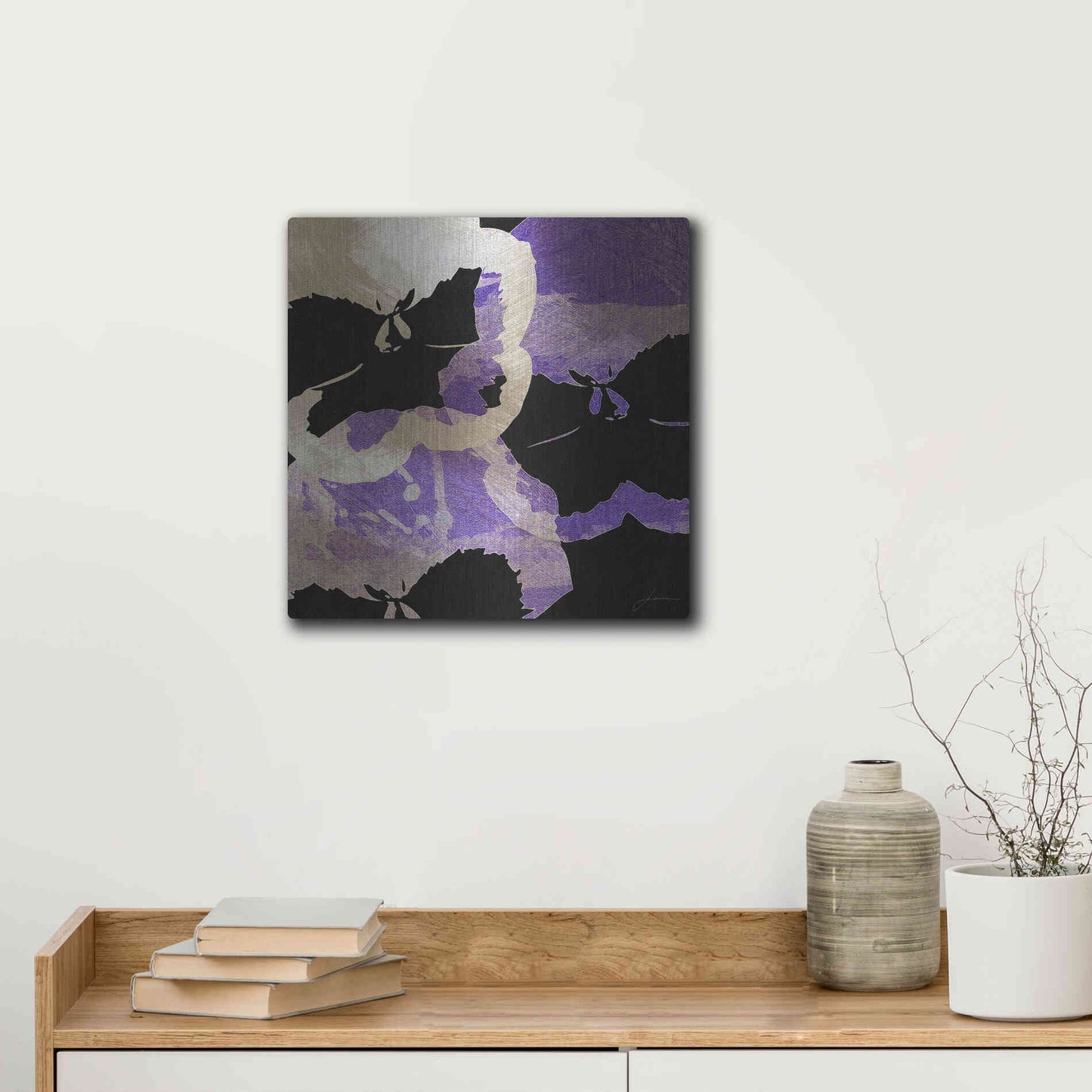 Luxe Metal Art 'Bloomer Tiles VII' by James Burghardt, Metal Wall Art,12x12