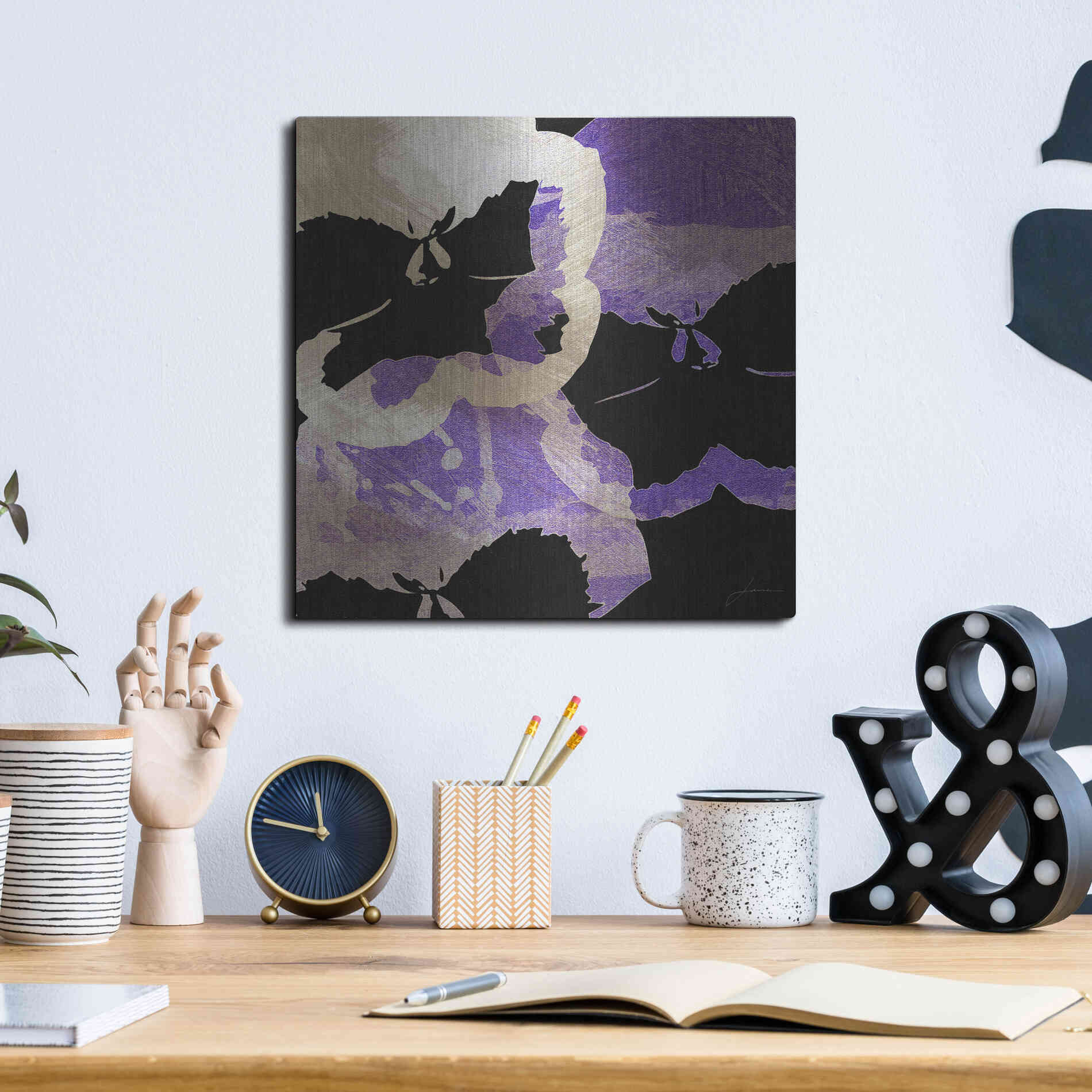 Luxe Metal Art 'Bloomer Tiles VII' by James Burghardt, Metal Wall Art,12x12