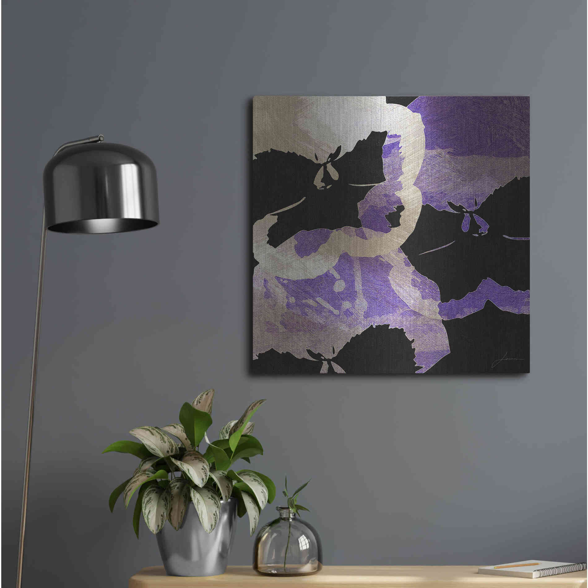 Luxe Metal Art 'Bloomer Tiles VII' by James Burghardt, Metal Wall Art,24x24