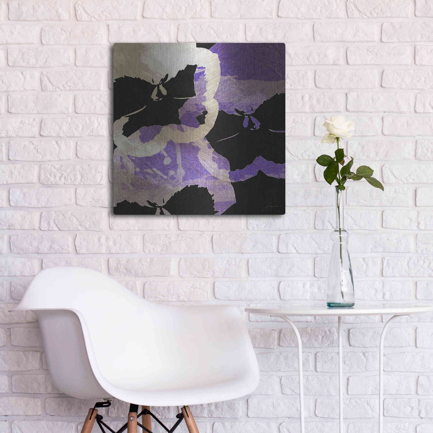 Luxe Metal Art 'Bloomer Tiles VII' by James Burghardt, Metal Wall Art,24x24