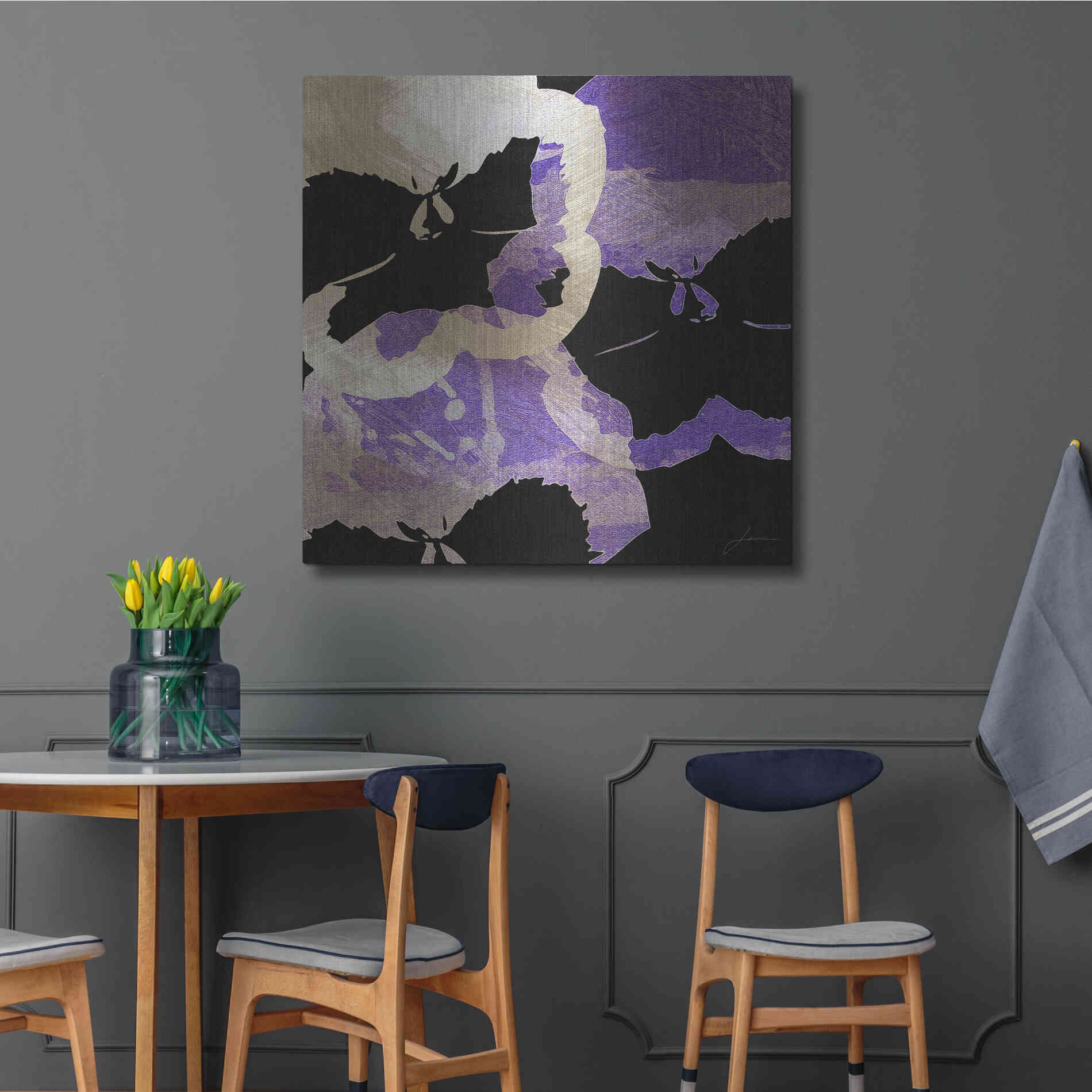 Luxe Metal Art 'Bloomer Tiles VII' by James Burghardt, Metal Wall Art,36x36