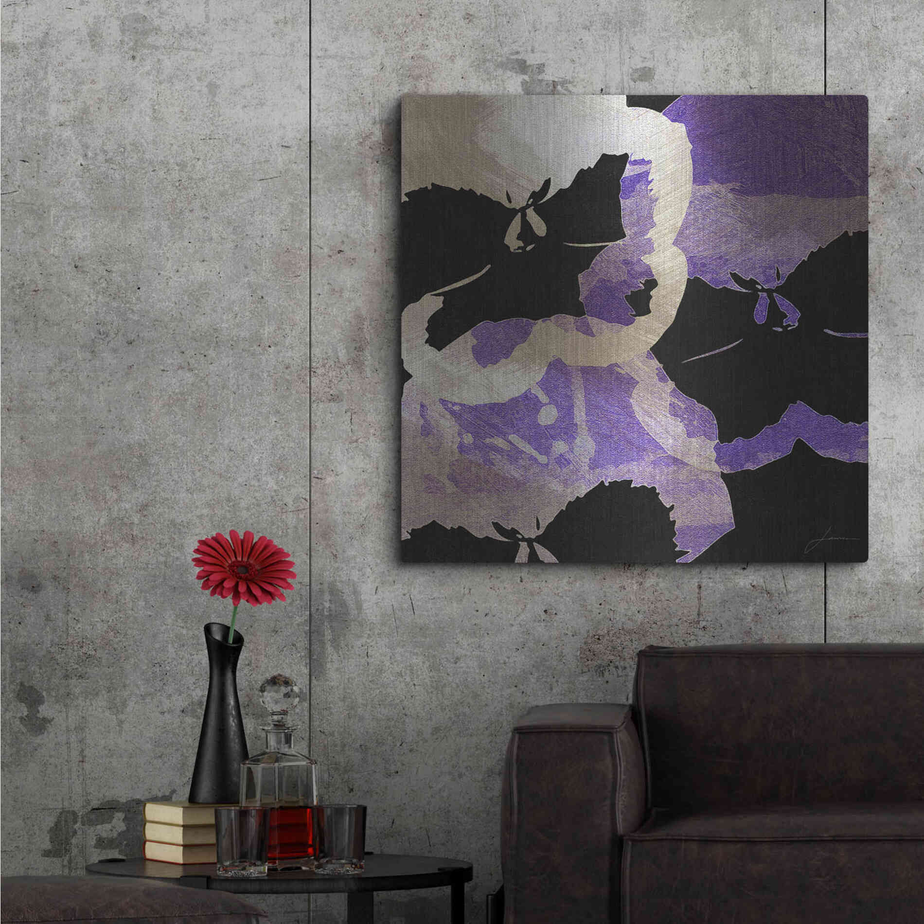 Luxe Metal Art 'Bloomer Tiles VII' by James Burghardt, Metal Wall Art,36x36