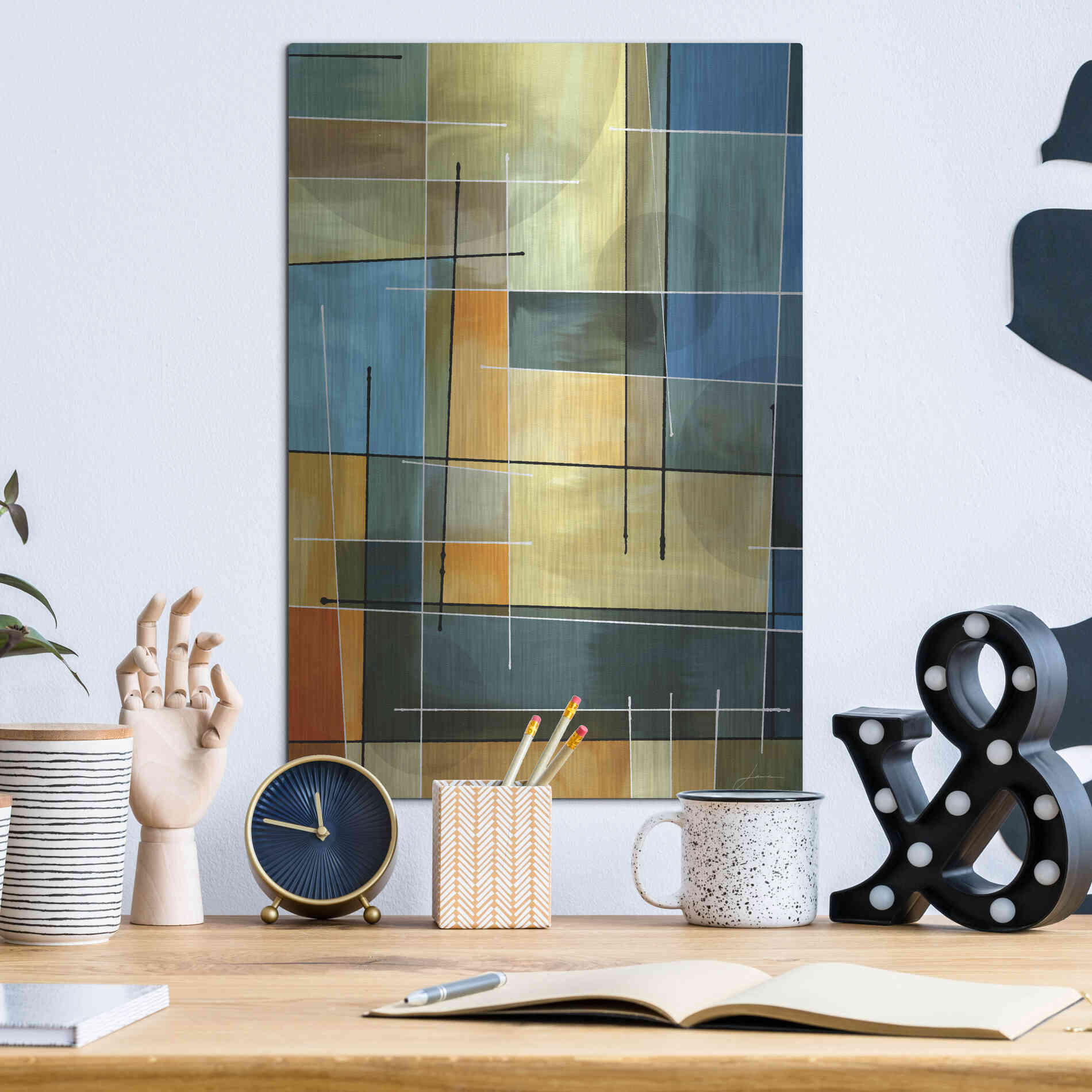 Luxe Metal Art 'Counter Balance I' by James Burghardt, Metal Wall Art,12x16