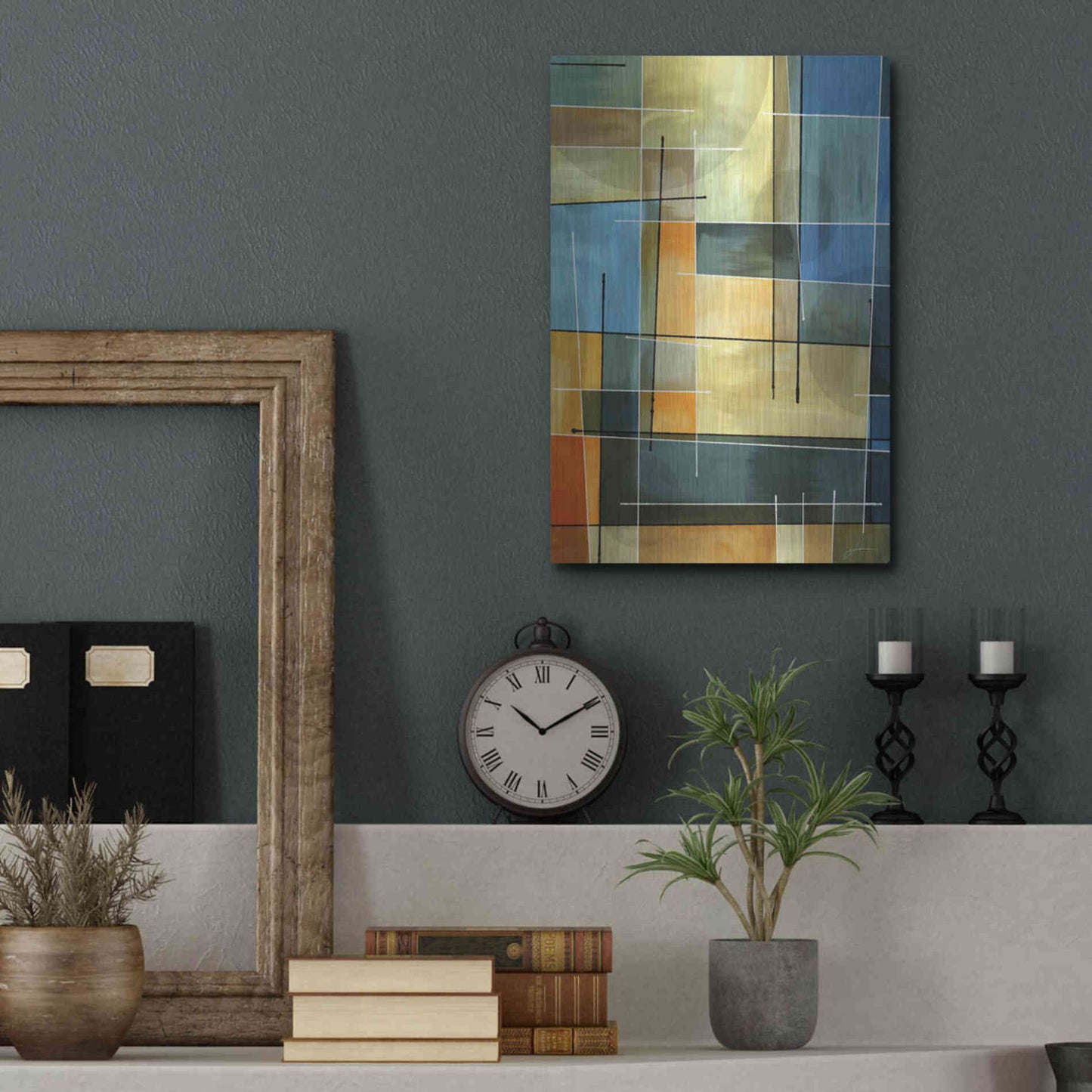 Luxe Metal Art 'Counter Balance I' by James Burghardt, Metal Wall Art,12x16