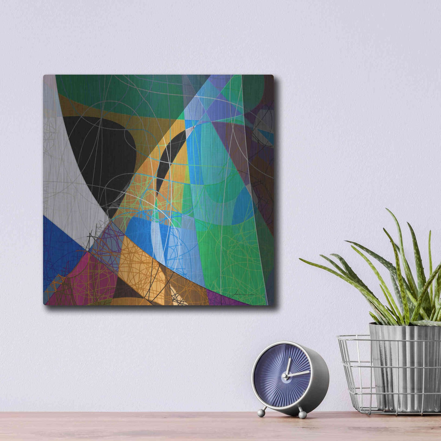 Luxe Metal Art 'Entangled II' by James Burghardt, Metal Wall Art,12x12