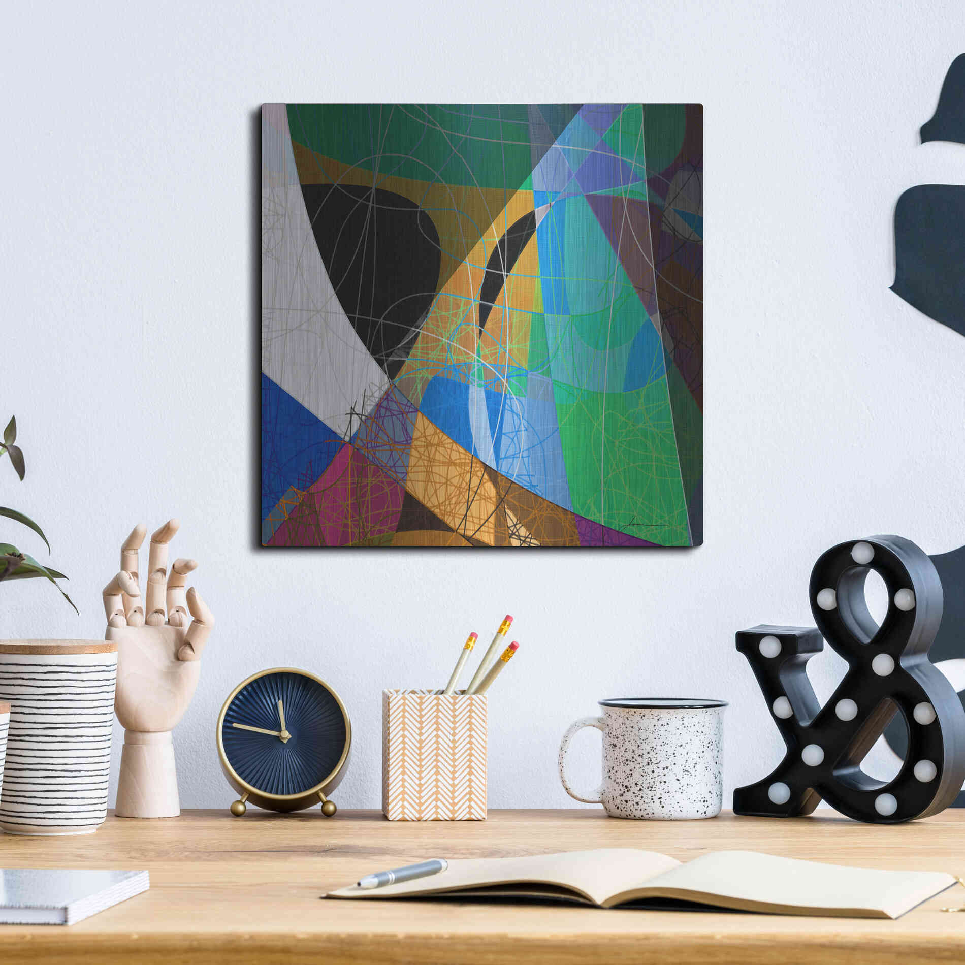 Luxe Metal Art 'Entangled II' by James Burghardt, Metal Wall Art,12x12