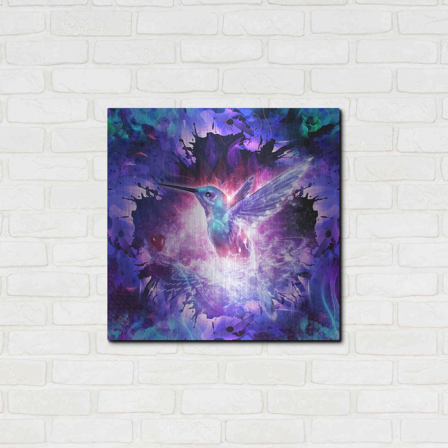 Luxe Metal Art 'Hummingbird Love' by Cameron Gray, Metal Wall Art,24x24