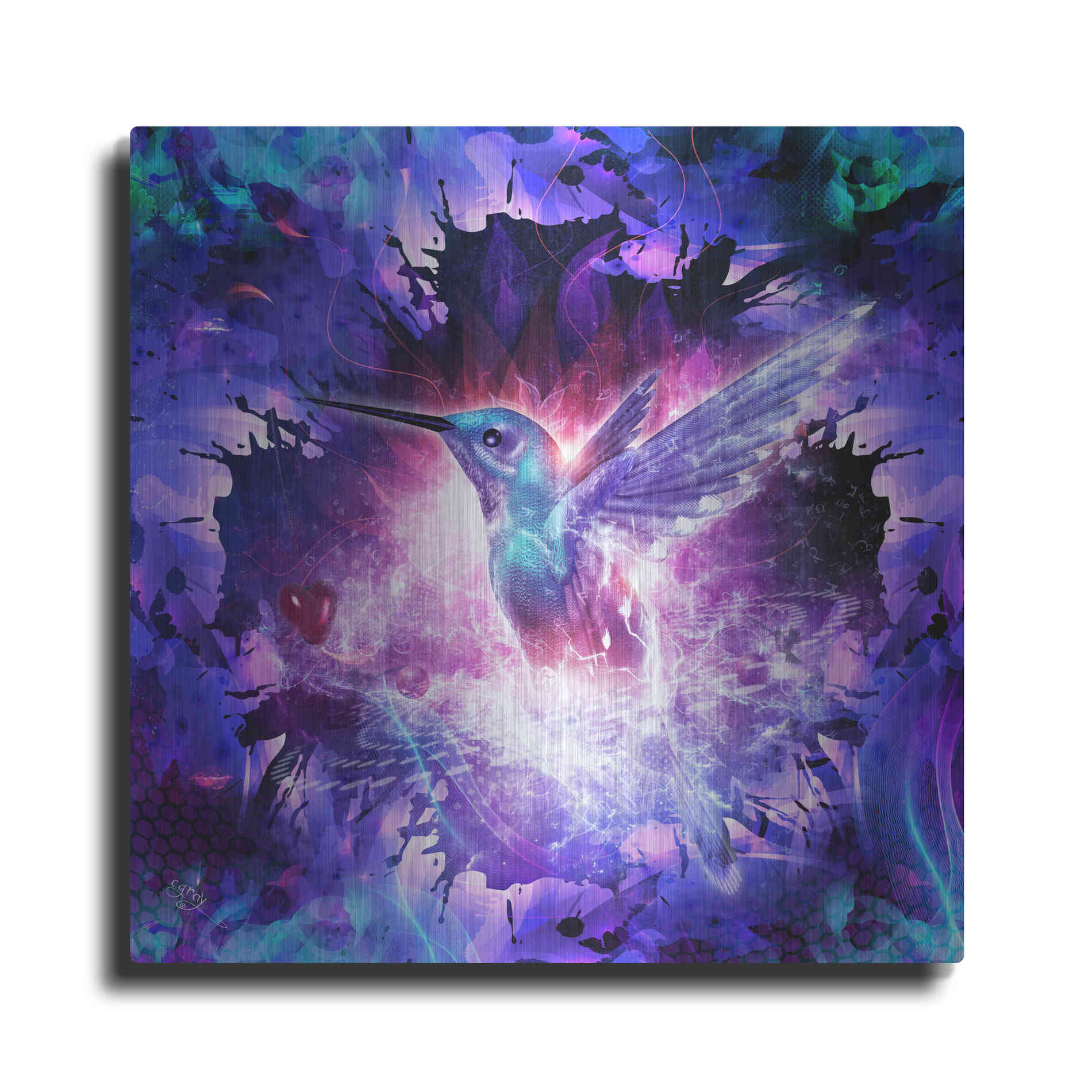 Luxe Metal Art 'Hummingbird Love' by Cameron Gray, Metal Wall Art