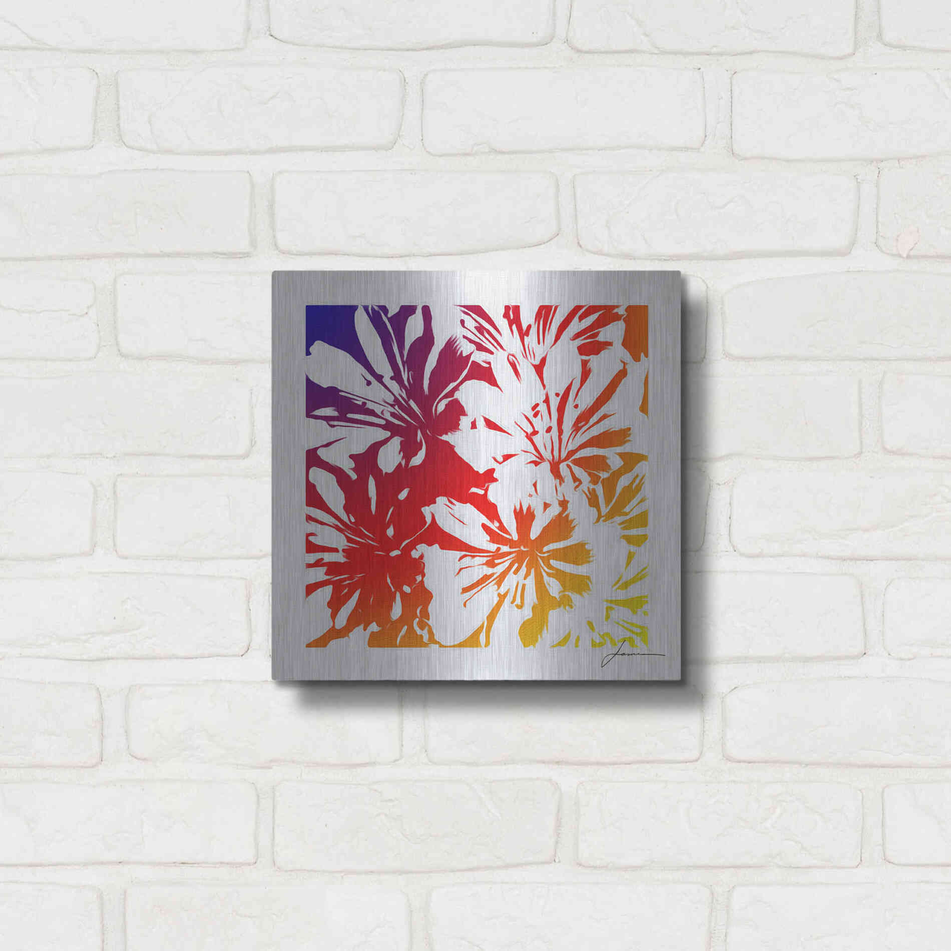 Luxe Metal Art 'Floral Brights I' by James Burghardt, Metal Wall Art,12x12