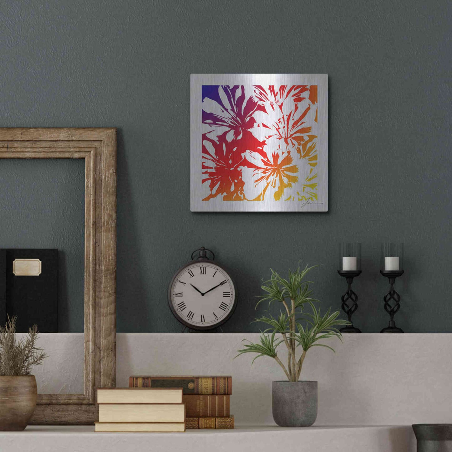 Luxe Metal Art 'Floral Brights I' by James Burghardt, Metal Wall Art,12x12