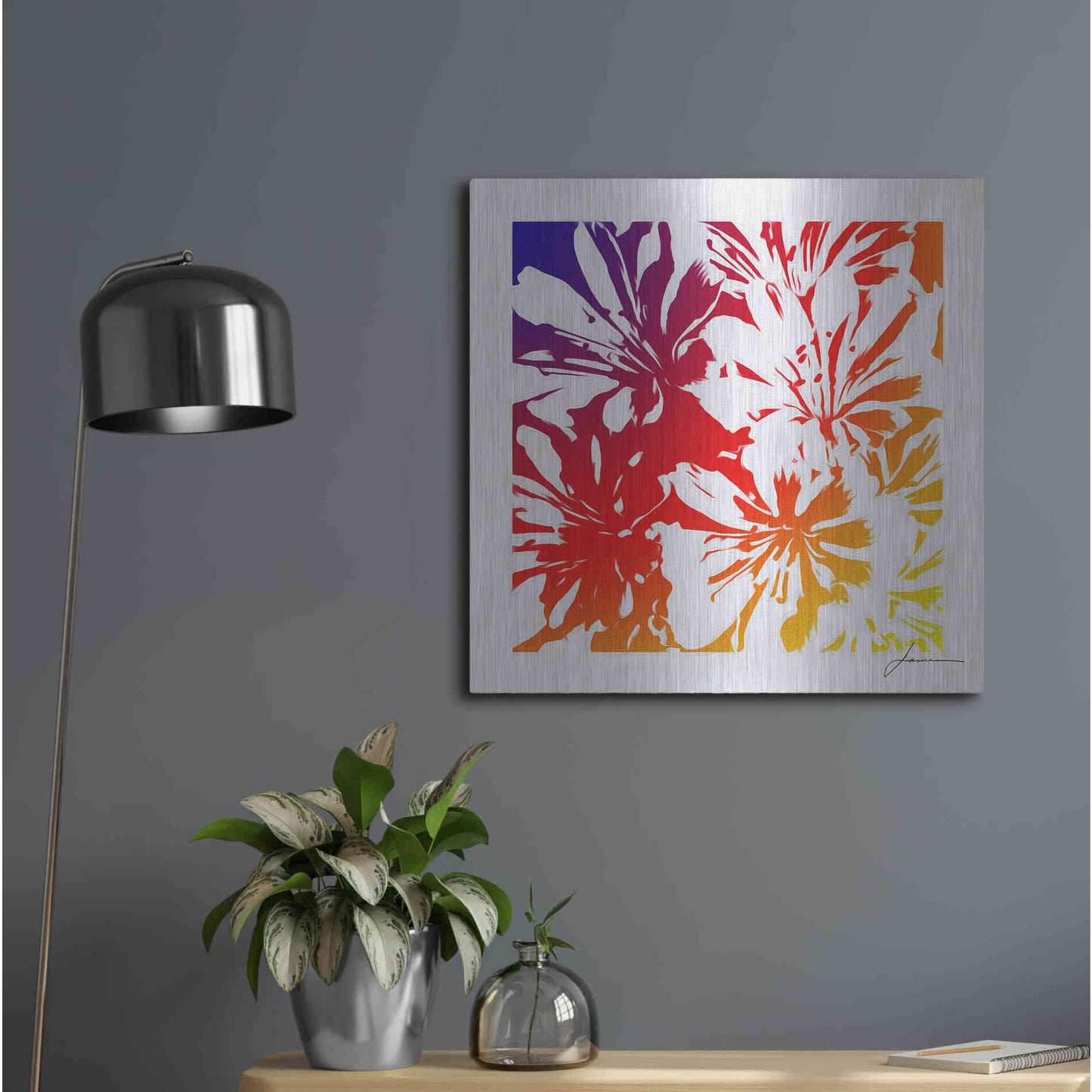 Luxe Metal Art 'Floral Brights I' by James Burghardt, Metal Wall Art,24x24