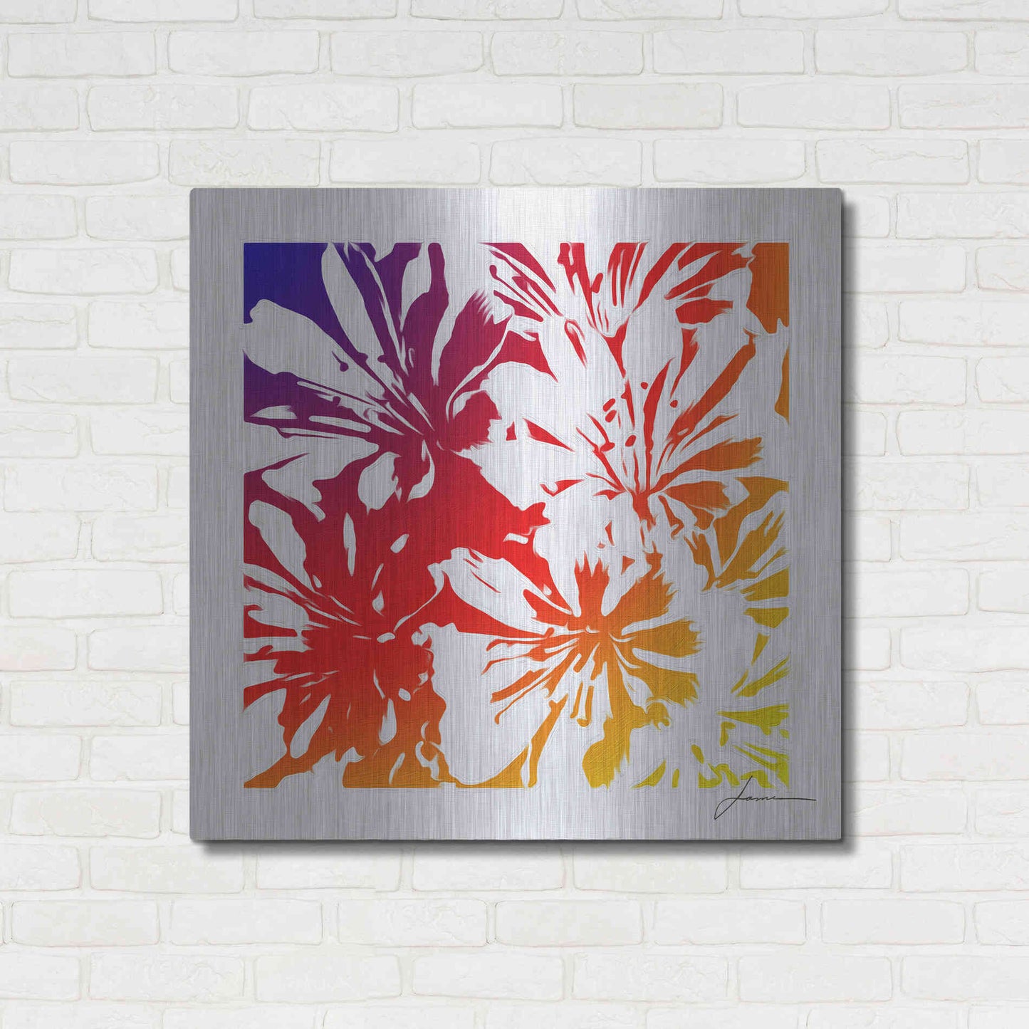 Luxe Metal Art 'Floral Brights I' by James Burghardt, Metal Wall Art,36x36