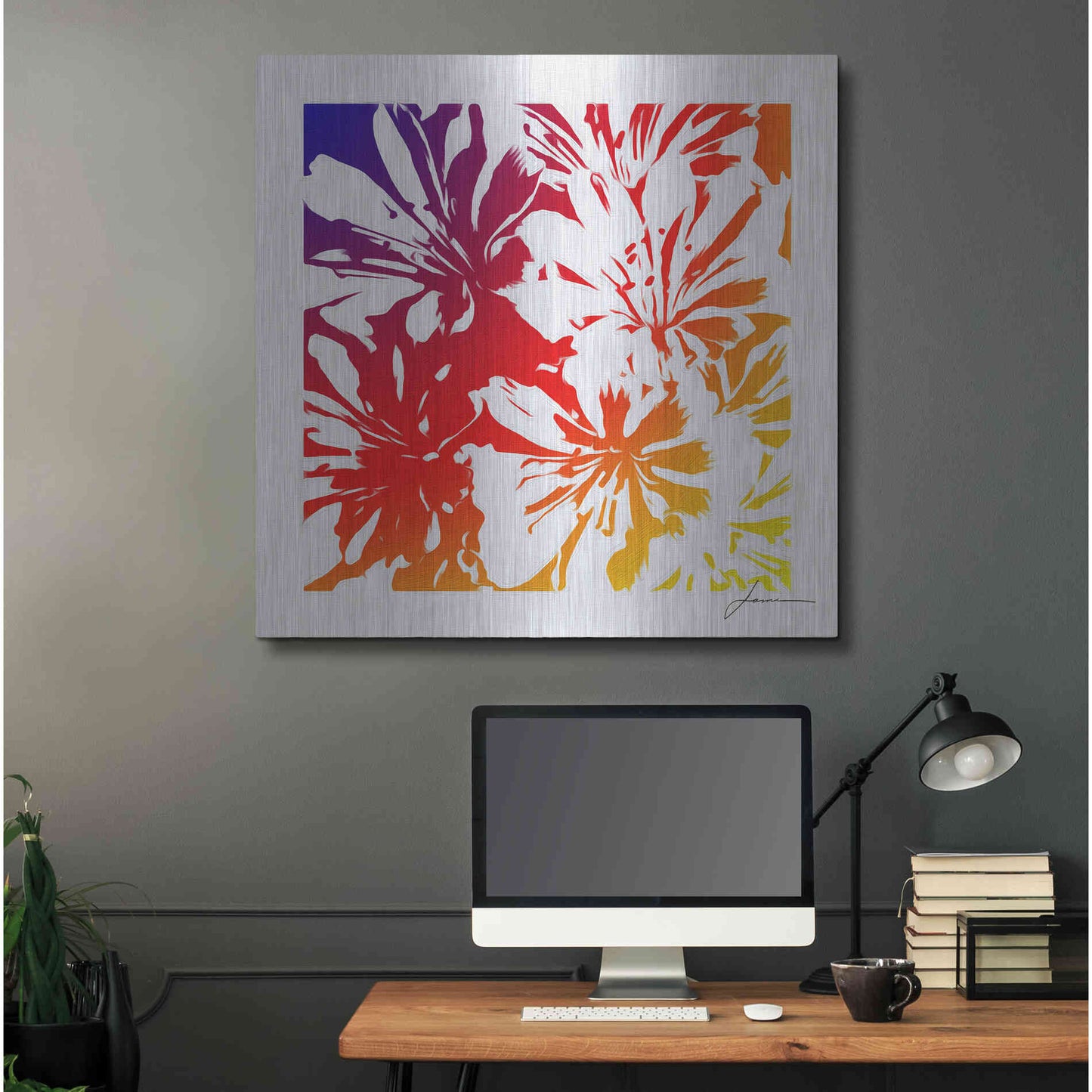 Luxe Metal Art 'Floral Brights I' by James Burghardt, Metal Wall Art,36x36