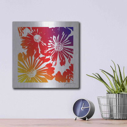 Luxe Metal Art 'Floral Brights II' by James Burghardt, Metal Wall Art,12x12