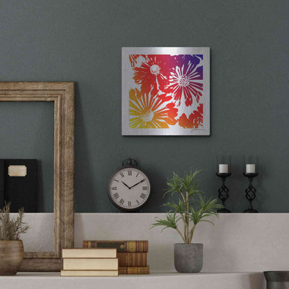 Luxe Metal Art 'Floral Brights II' by James Burghardt, Metal Wall Art,12x12