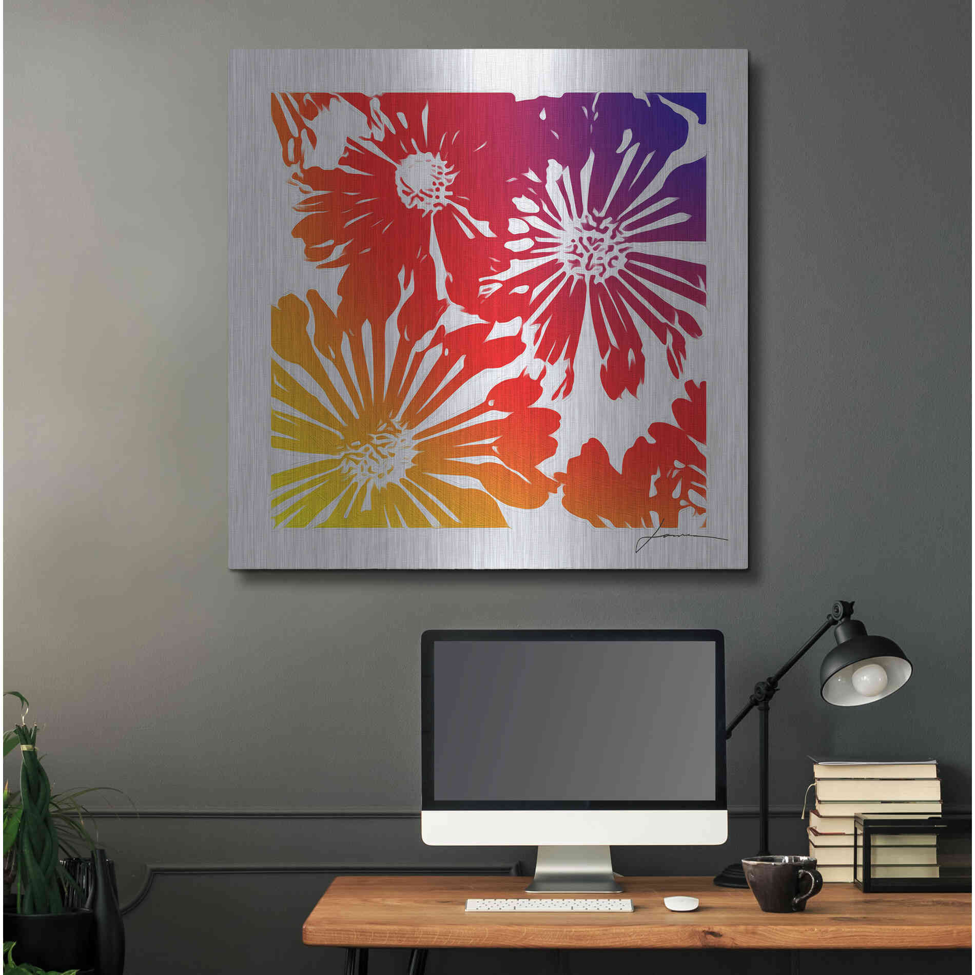 Luxe Metal Art 'Floral Brights II' by James Burghardt, Metal Wall Art,36x36