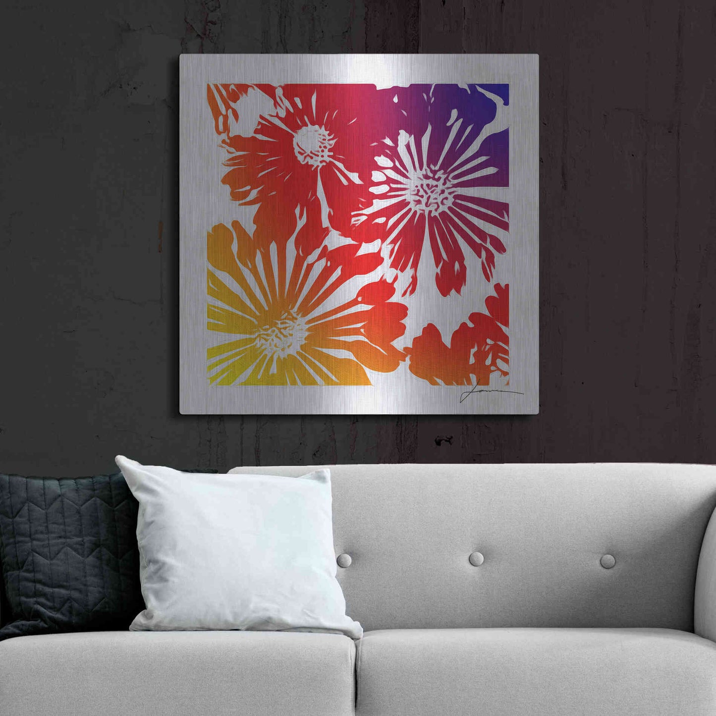 Luxe Metal Art 'Floral Brights II' by James Burghardt, Metal Wall Art,36x36