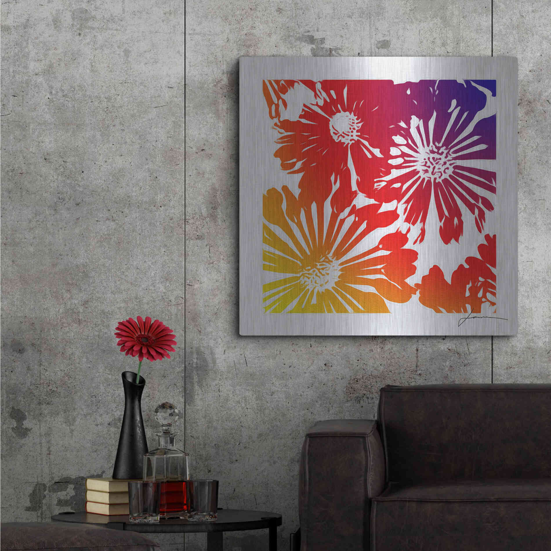 Luxe Metal Art 'Floral Brights II' by James Burghardt, Metal Wall Art,36x36