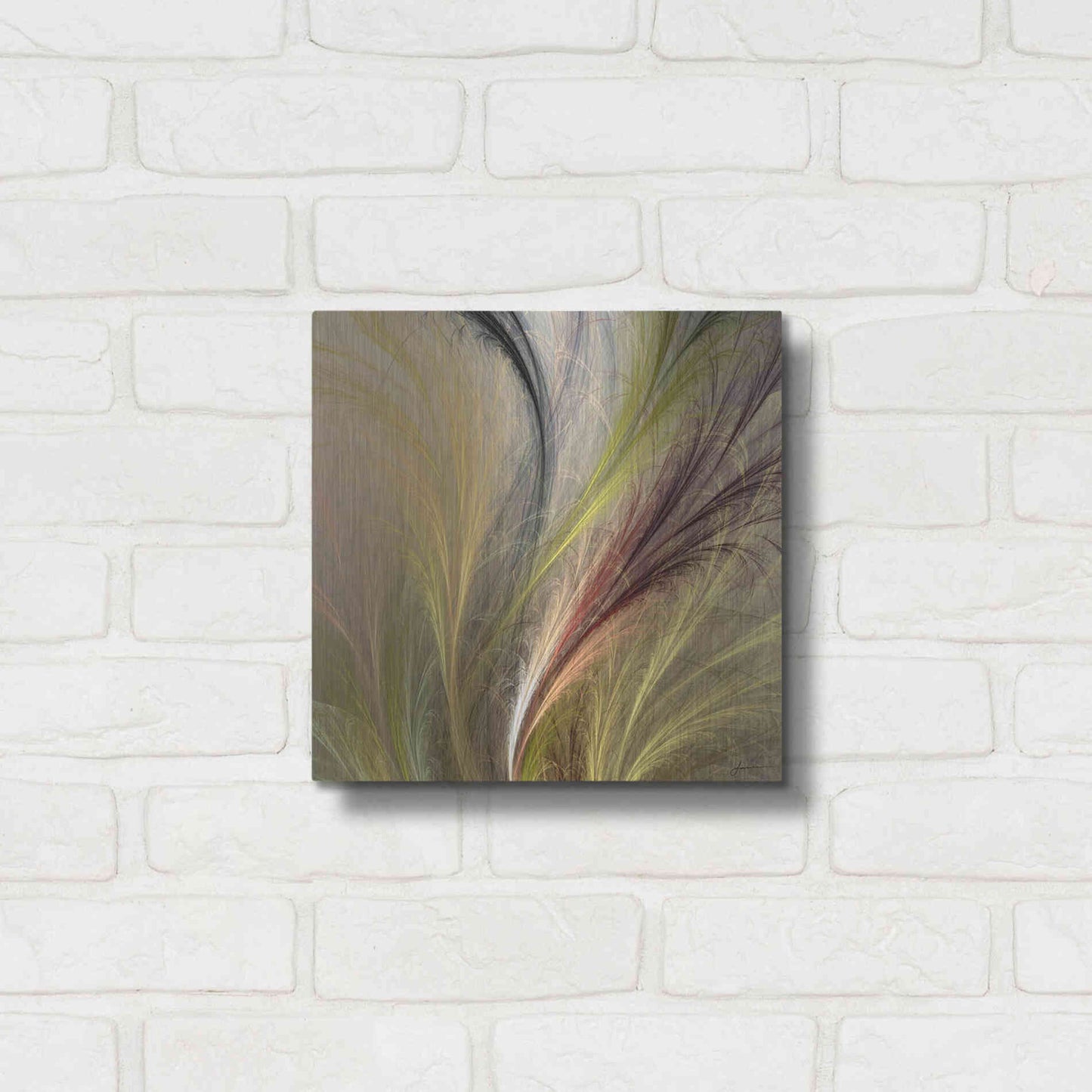 Luxe Metal Art 'Fountain Grass I' by James Burghardt, Metal Wall Art,12x12