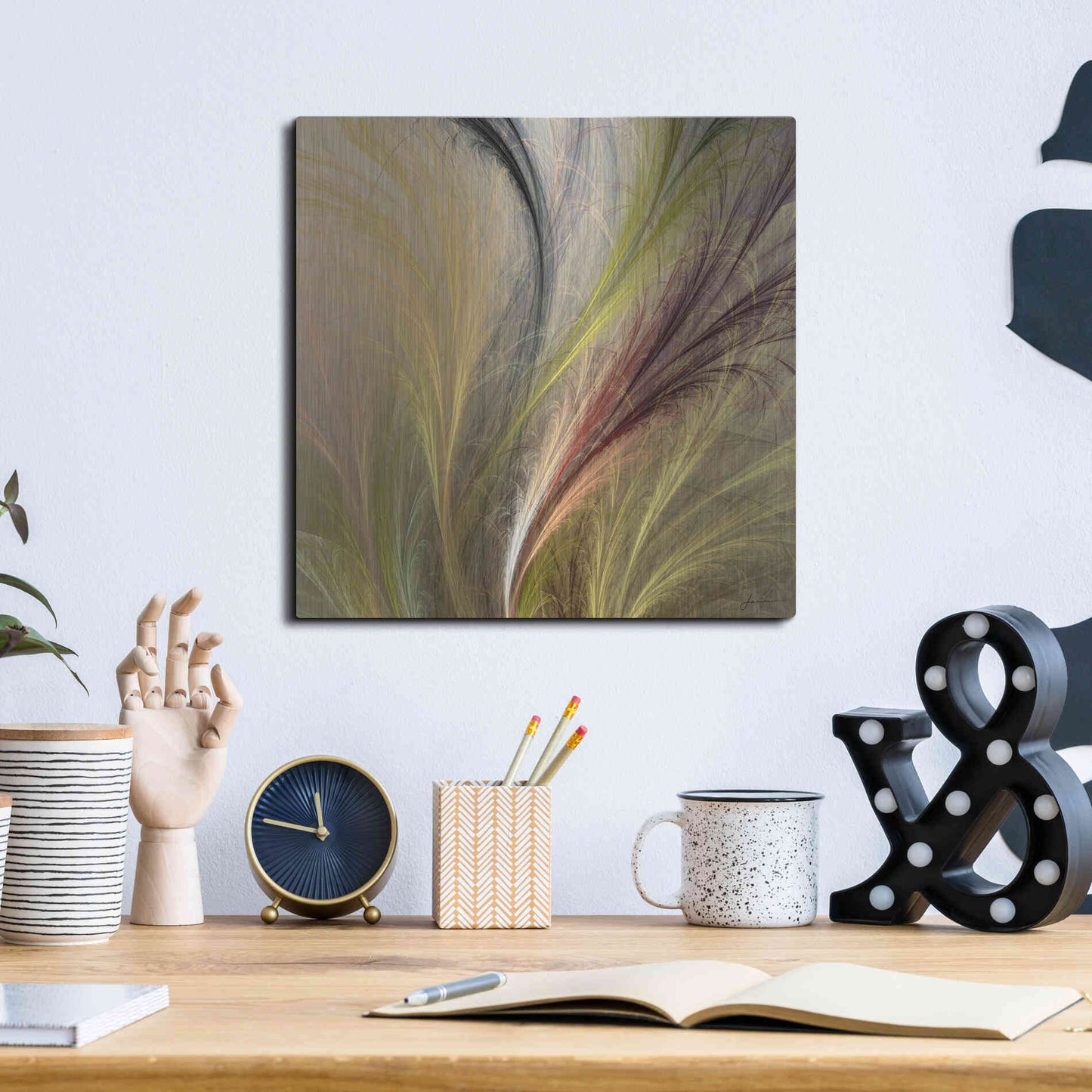 Luxe Metal Art 'Fountain Grass I' by James Burghardt, Metal Wall Art,12x12