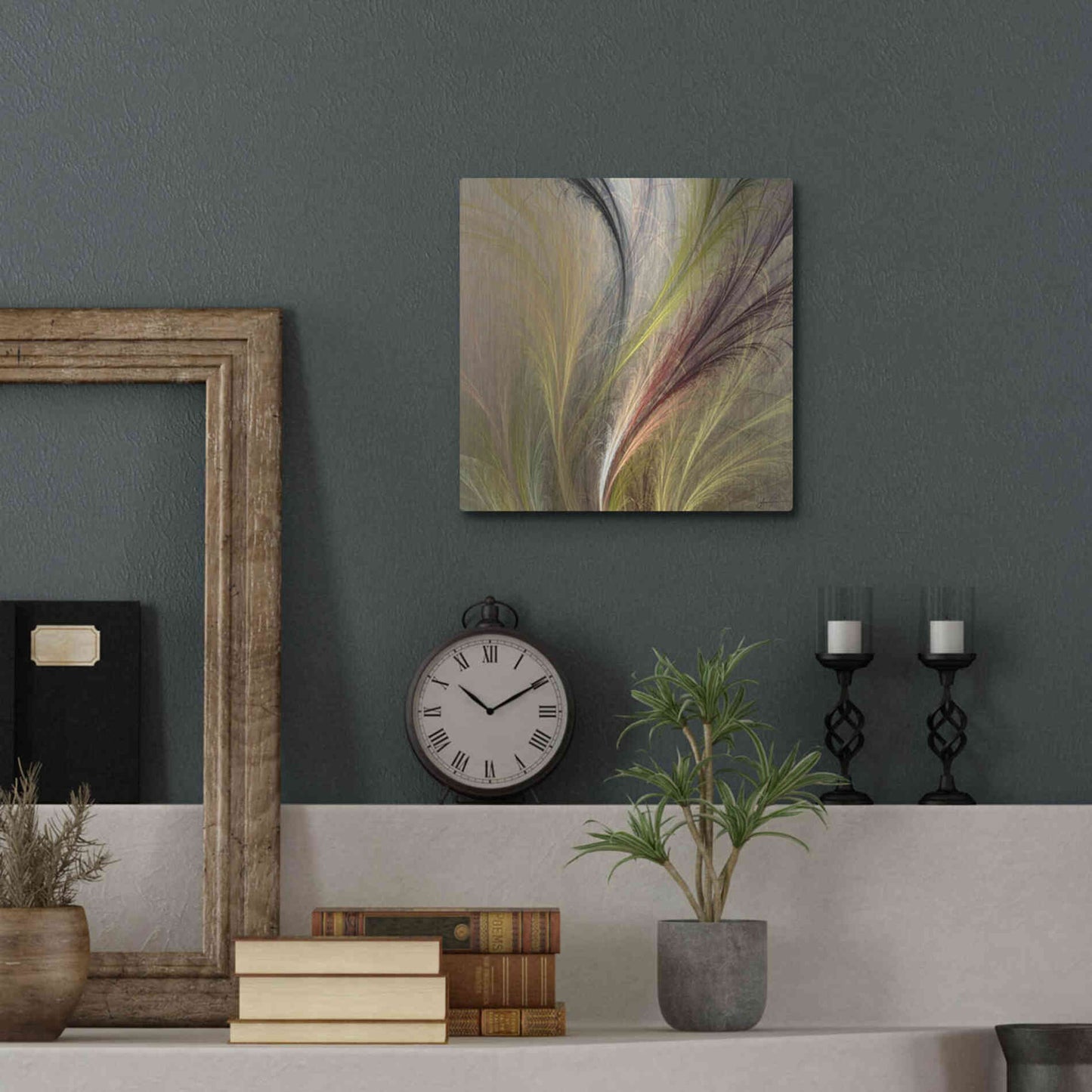 Luxe Metal Art 'Fountain Grass I' by James Burghardt, Metal Wall Art,12x12