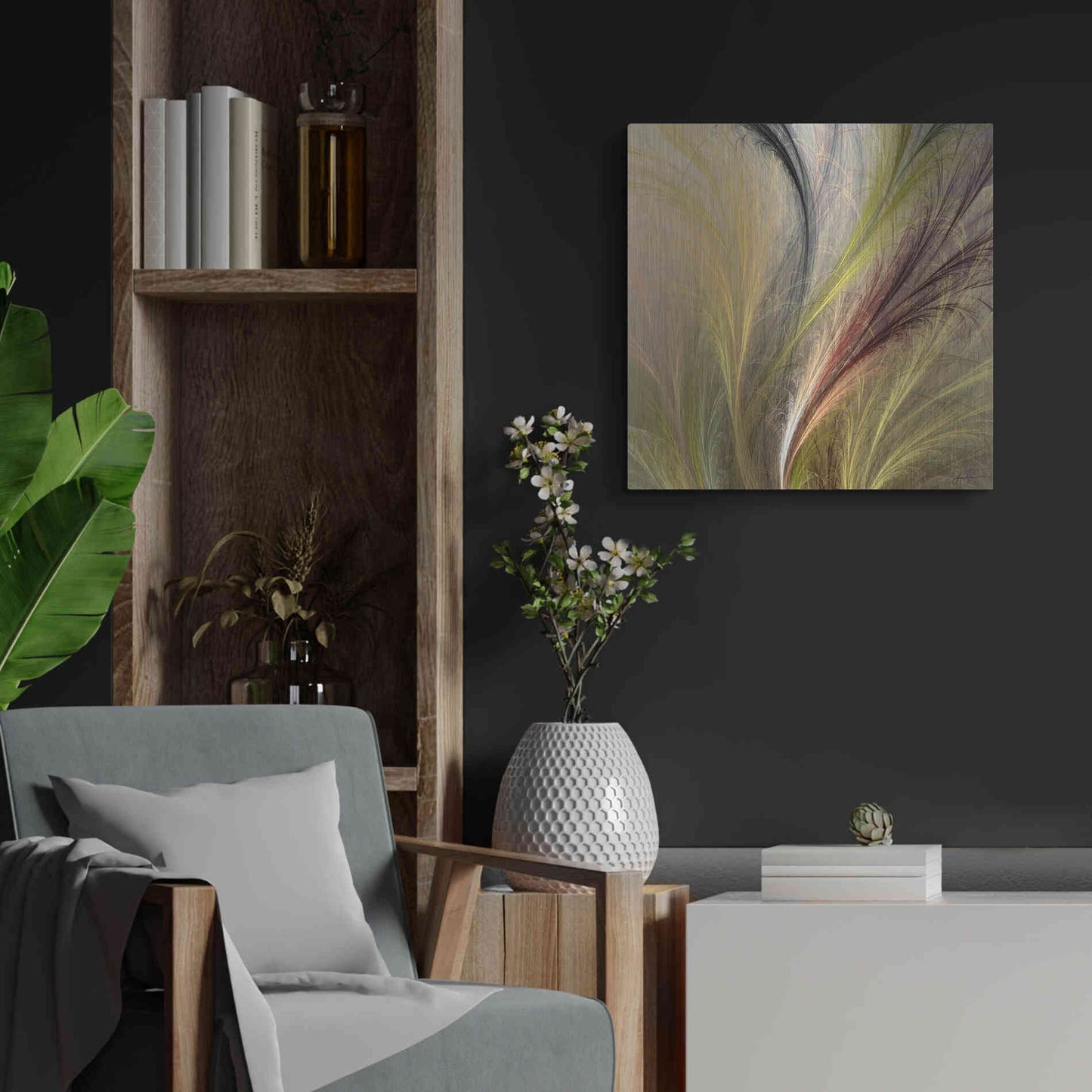 Luxe Metal Art 'Fountain Grass I' by James Burghardt, Metal Wall Art,24x24