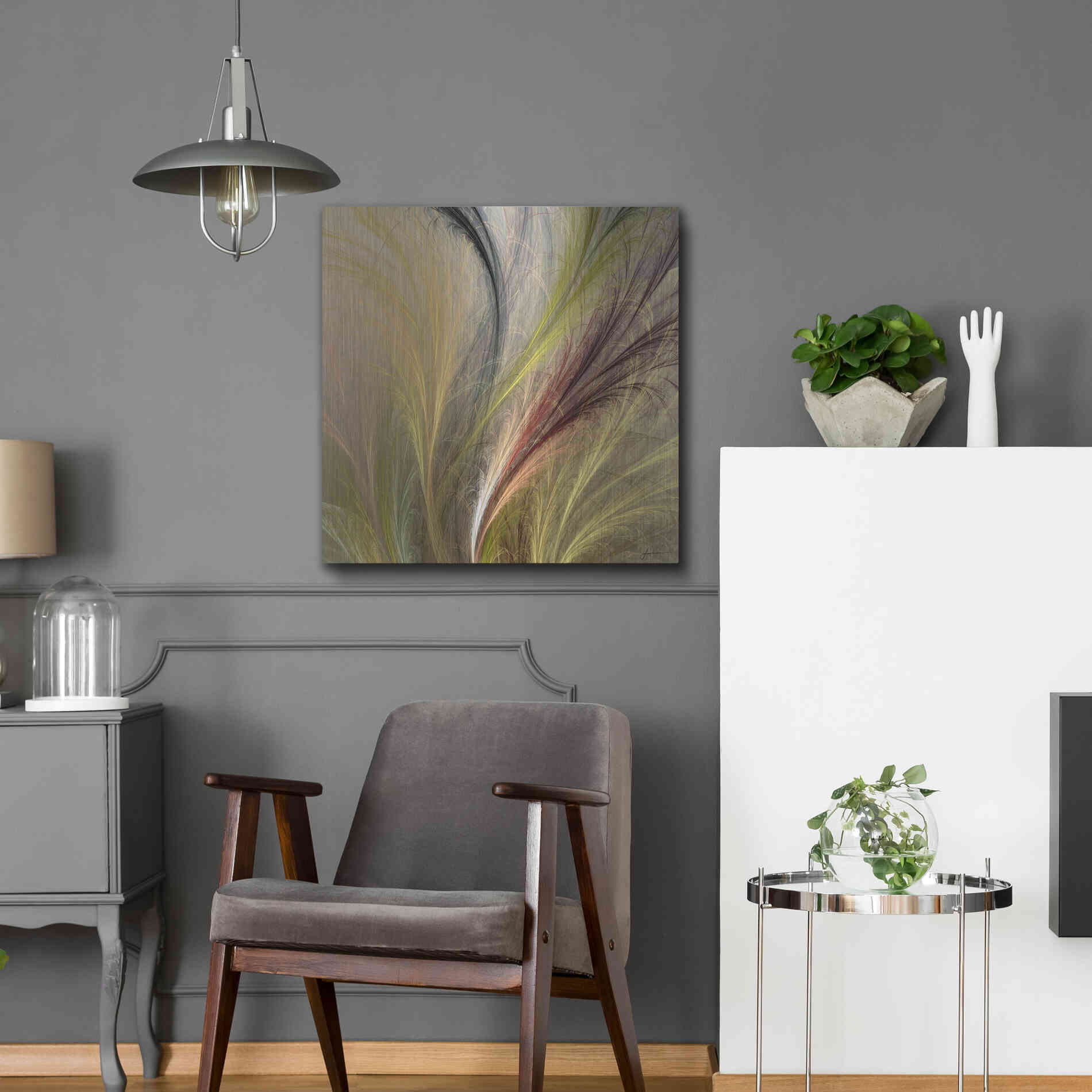 Luxe Metal Art 'Fountain Grass I' by James Burghardt, Metal Wall Art,24x24