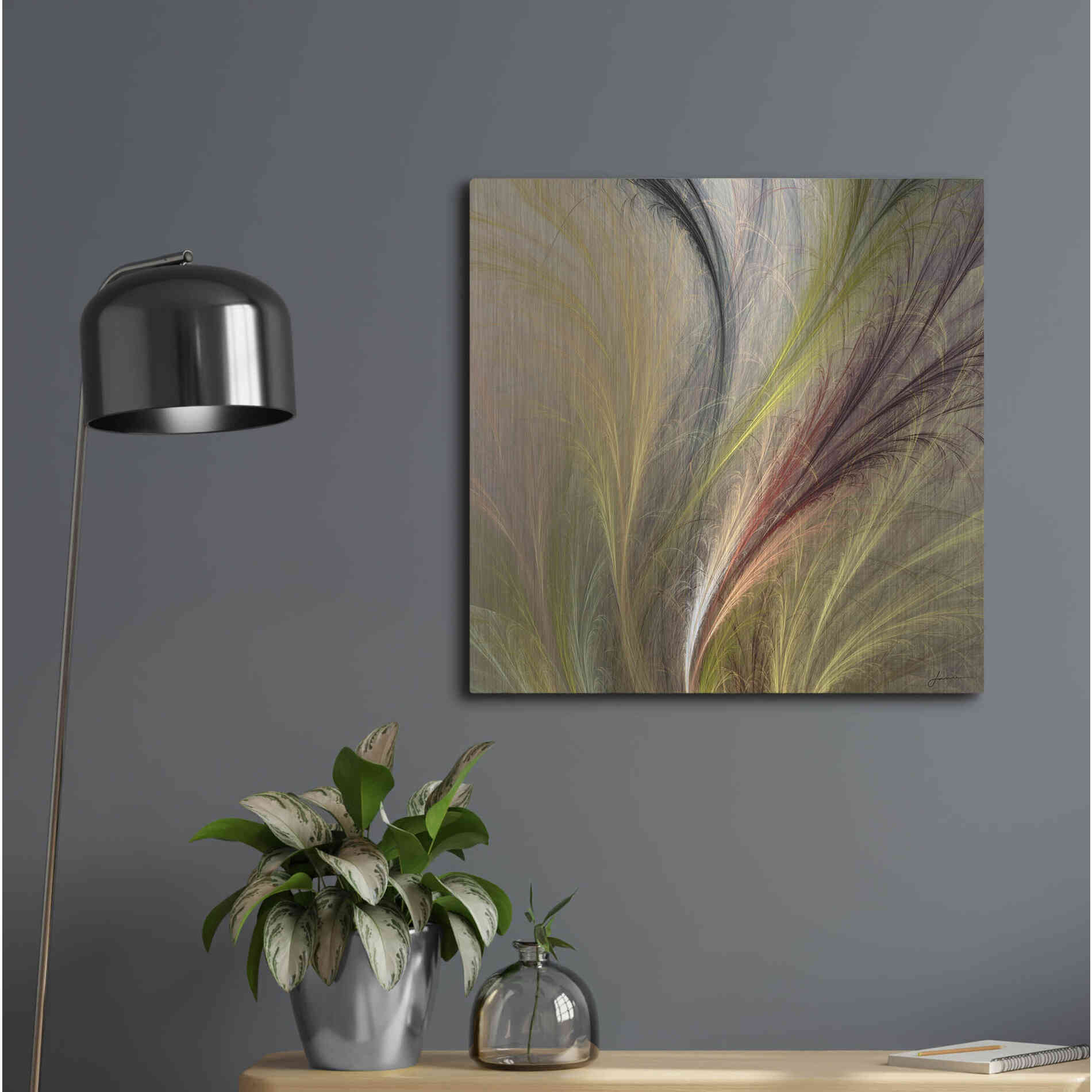 Luxe Metal Art 'Fountain Grass I' by James Burghardt, Metal Wall Art,24x24