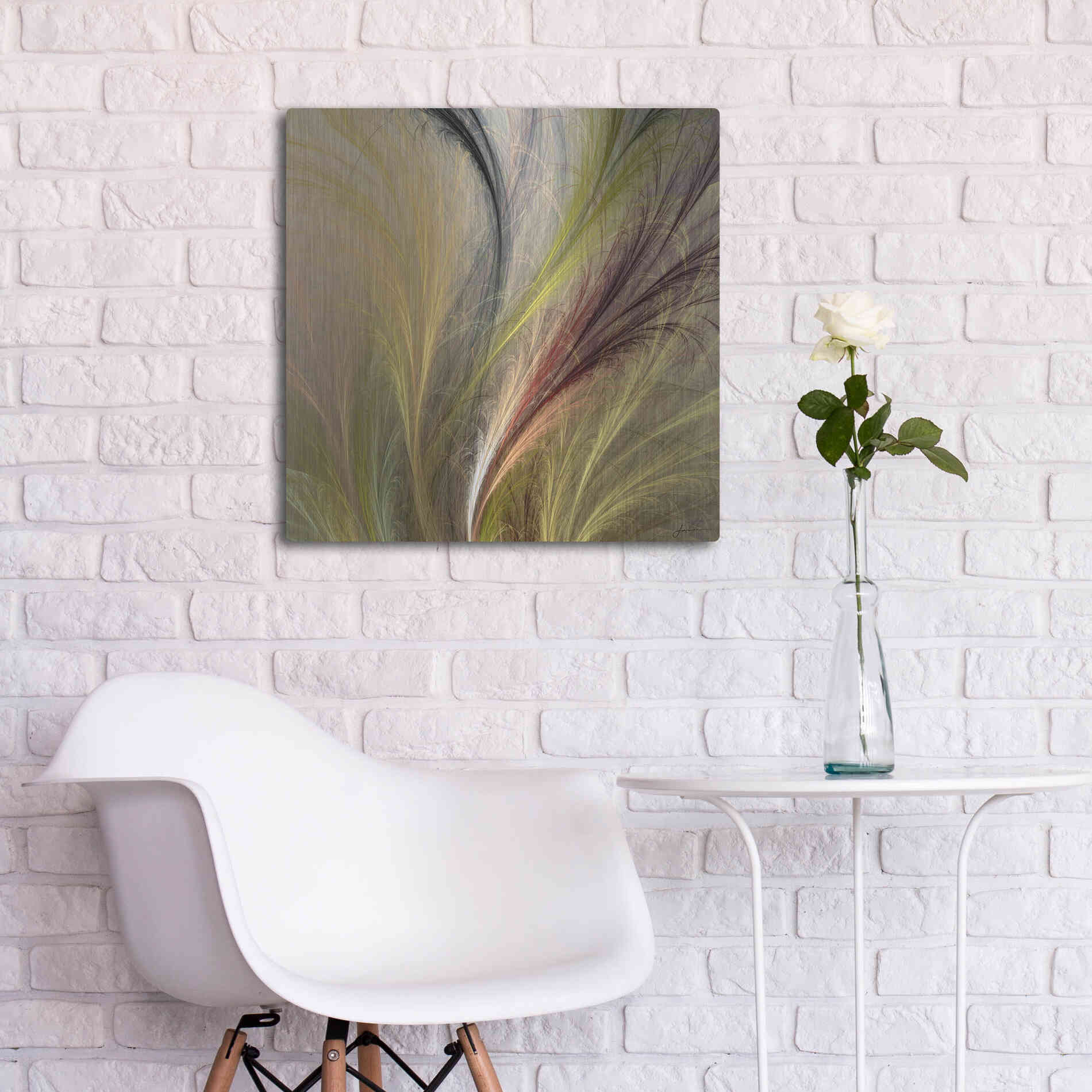 Luxe Metal Art 'Fountain Grass I' by James Burghardt, Metal Wall Art,24x24