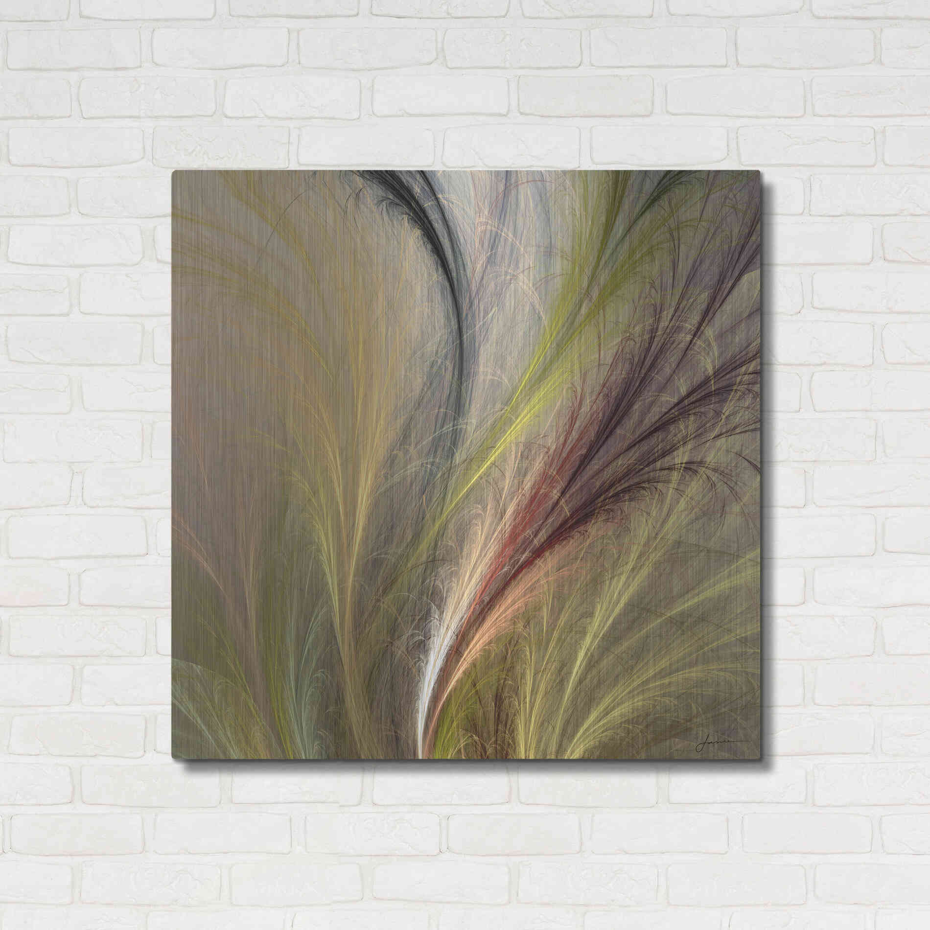 Luxe Metal Art 'Fountain Grass I' by James Burghardt, Metal Wall Art,36x36