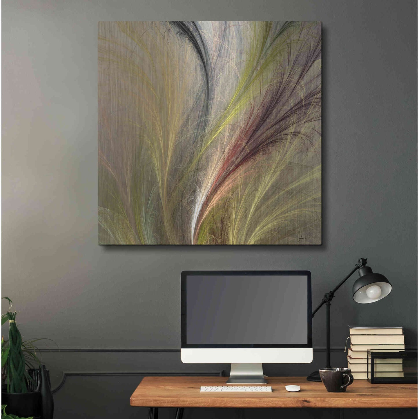 Luxe Metal Art 'Fountain Grass I' by James Burghardt, Metal Wall Art,36x36