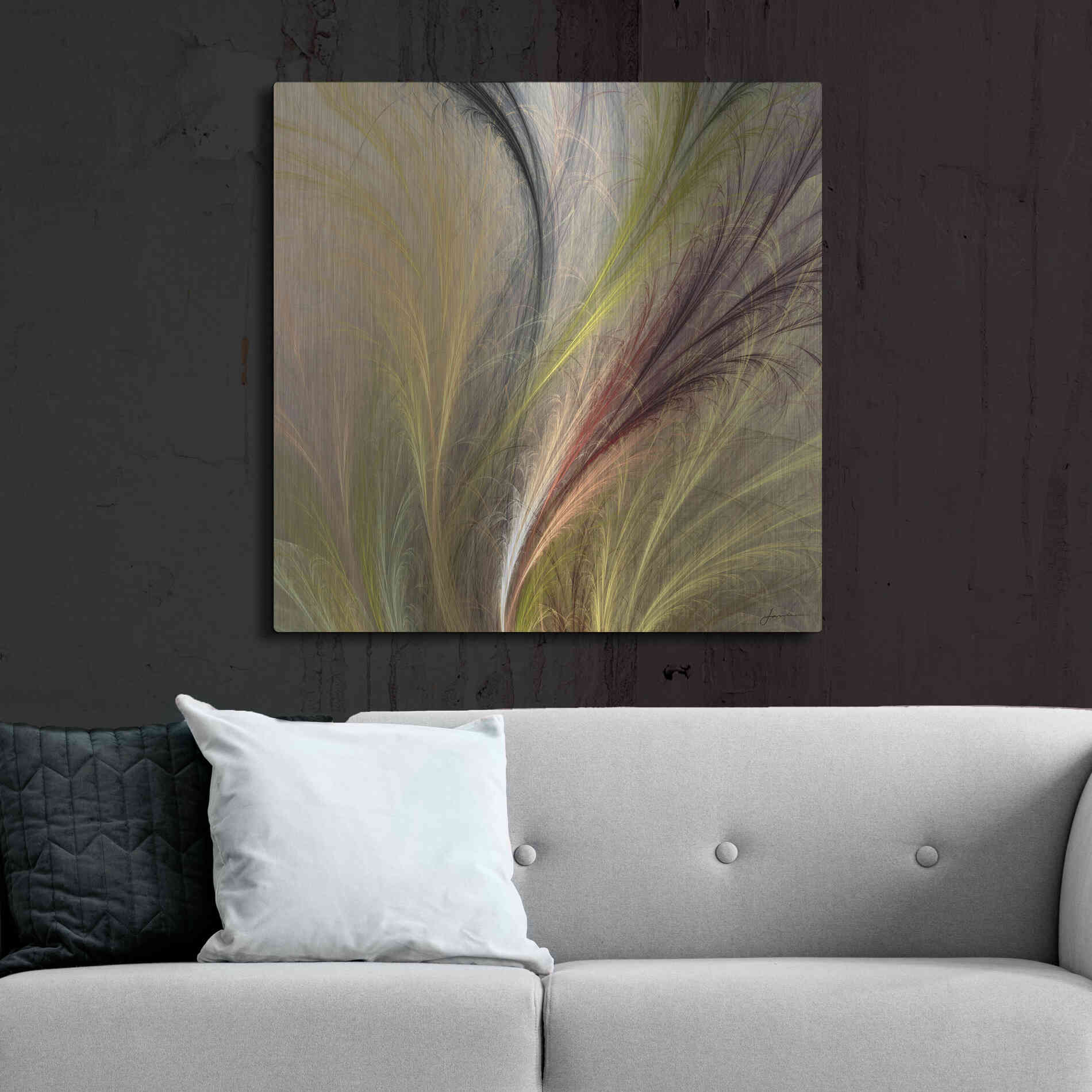Luxe Metal Art 'Fountain Grass I' by James Burghardt, Metal Wall Art,36x36