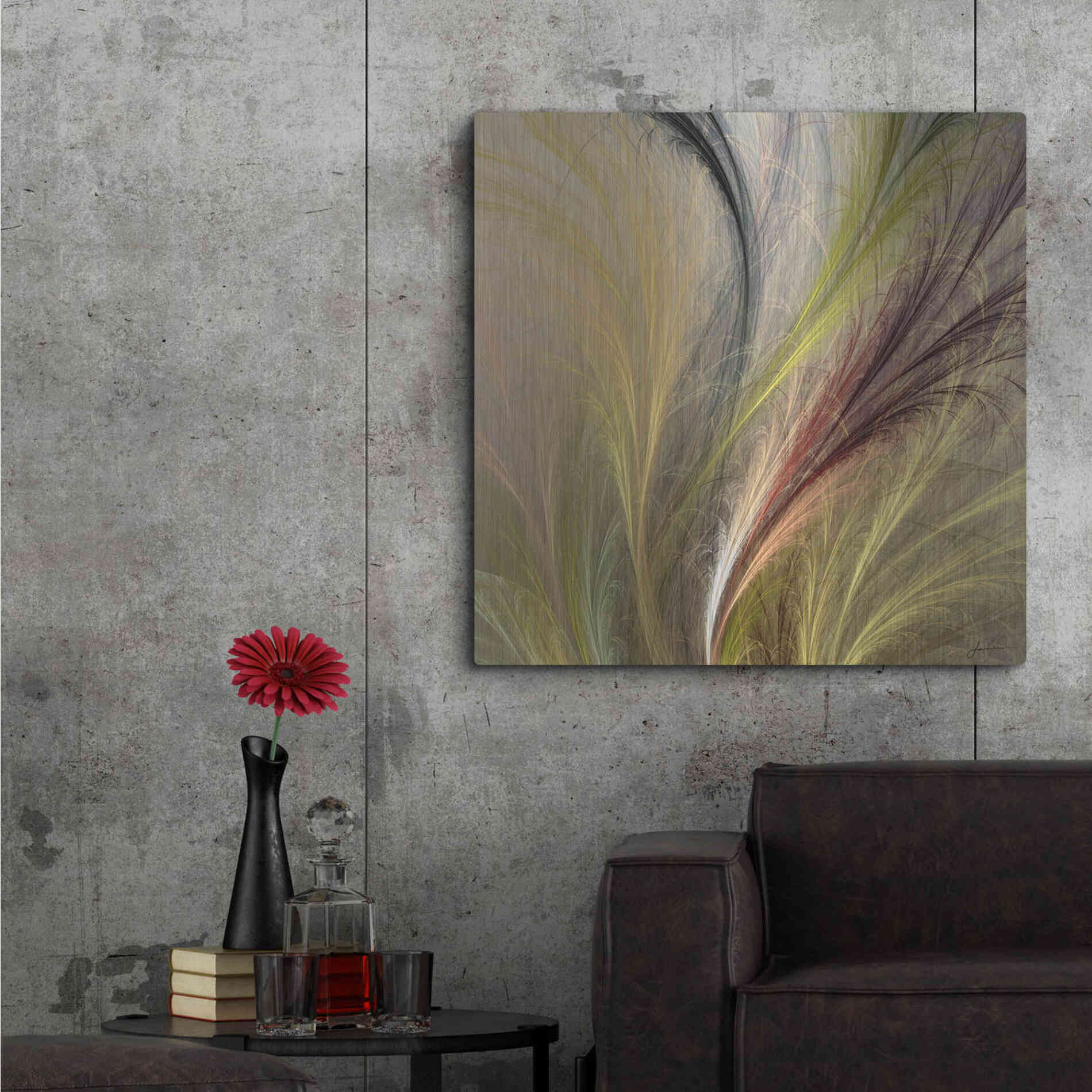 Luxe Metal Art 'Fountain Grass I' by James Burghardt, Metal Wall Art,36x36