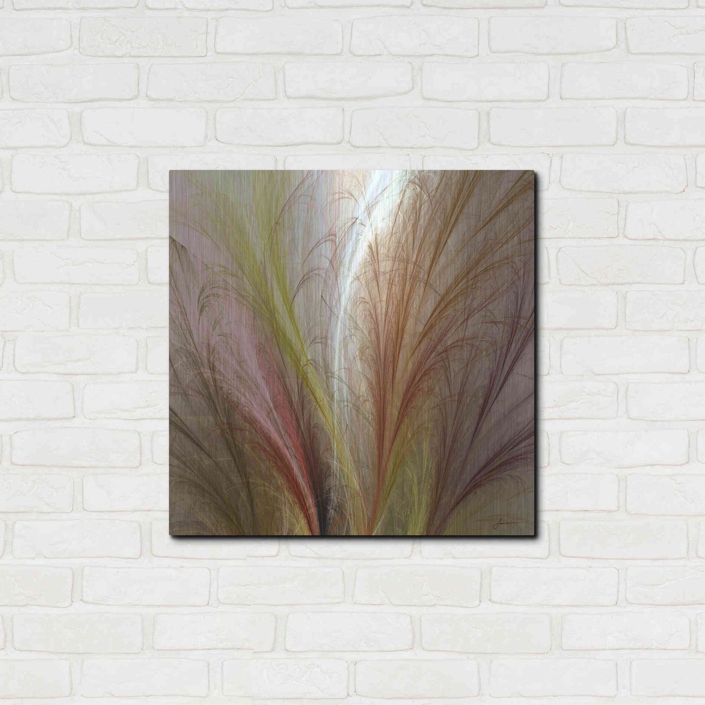 Luxe Metal Art 'Fountain Grass II' by James Burghardt, Metal Wall Art,24x24