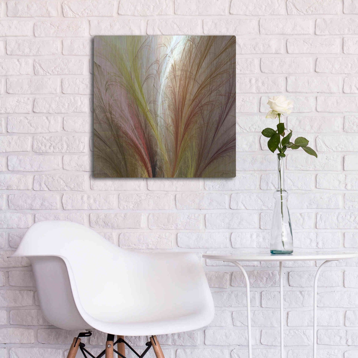 Luxe Metal Art 'Fountain Grass II' by James Burghardt, Metal Wall Art,24x24