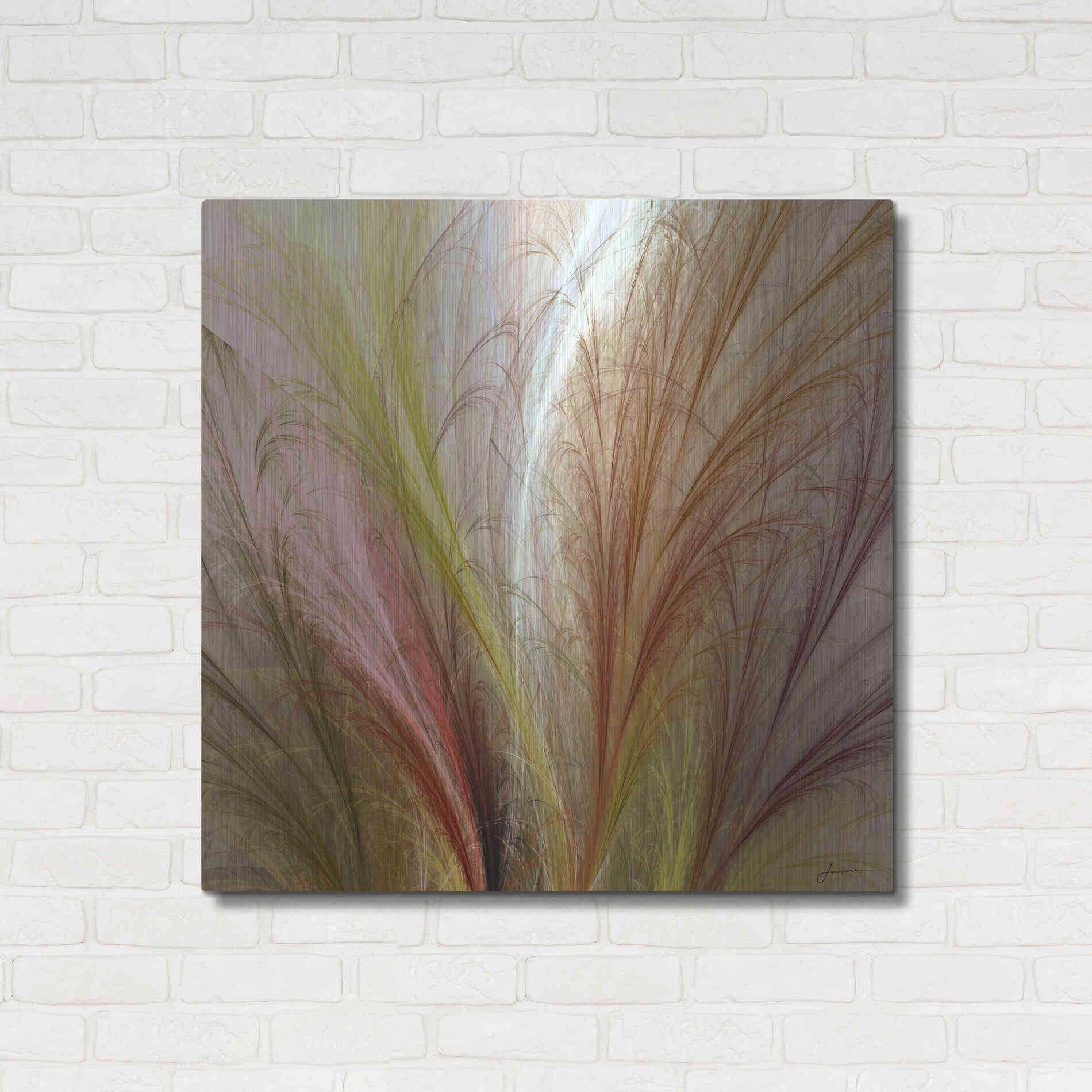 Luxe Metal Art 'Fountain Grass II' by James Burghardt, Metal Wall Art,36x36