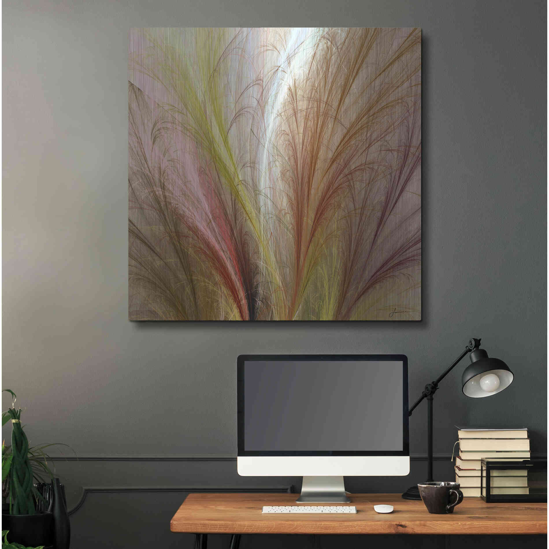 Luxe Metal Art 'Fountain Grass II' by James Burghardt, Metal Wall Art,36x36