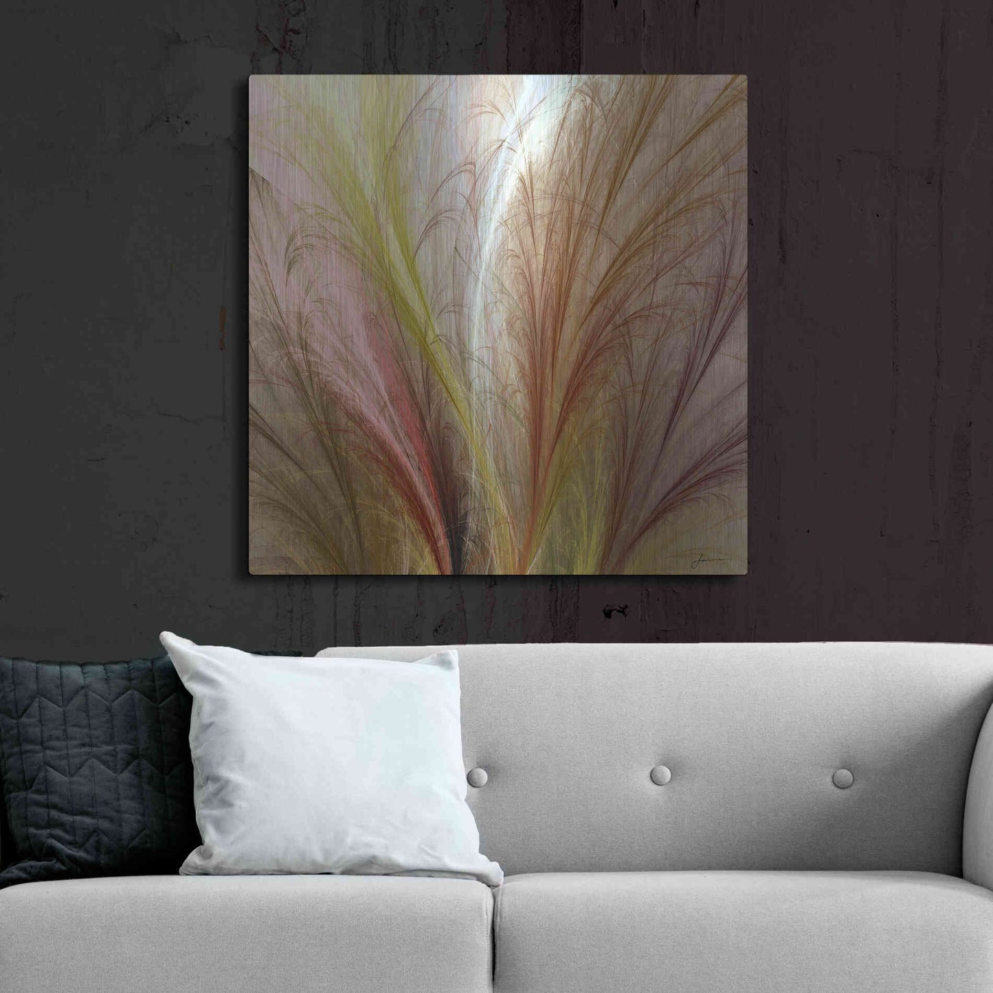 Luxe Metal Art 'Fountain Grass II' by James Burghardt, Metal Wall Art,36x36