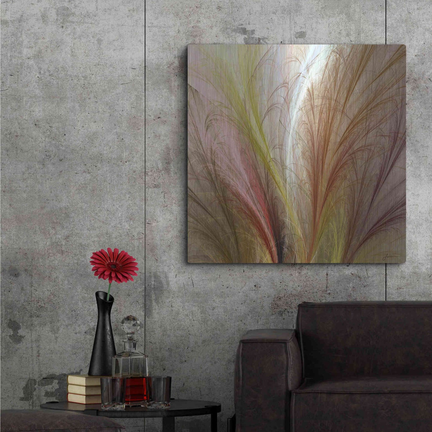 Luxe Metal Art 'Fountain Grass II' by James Burghardt, Metal Wall Art,36x36