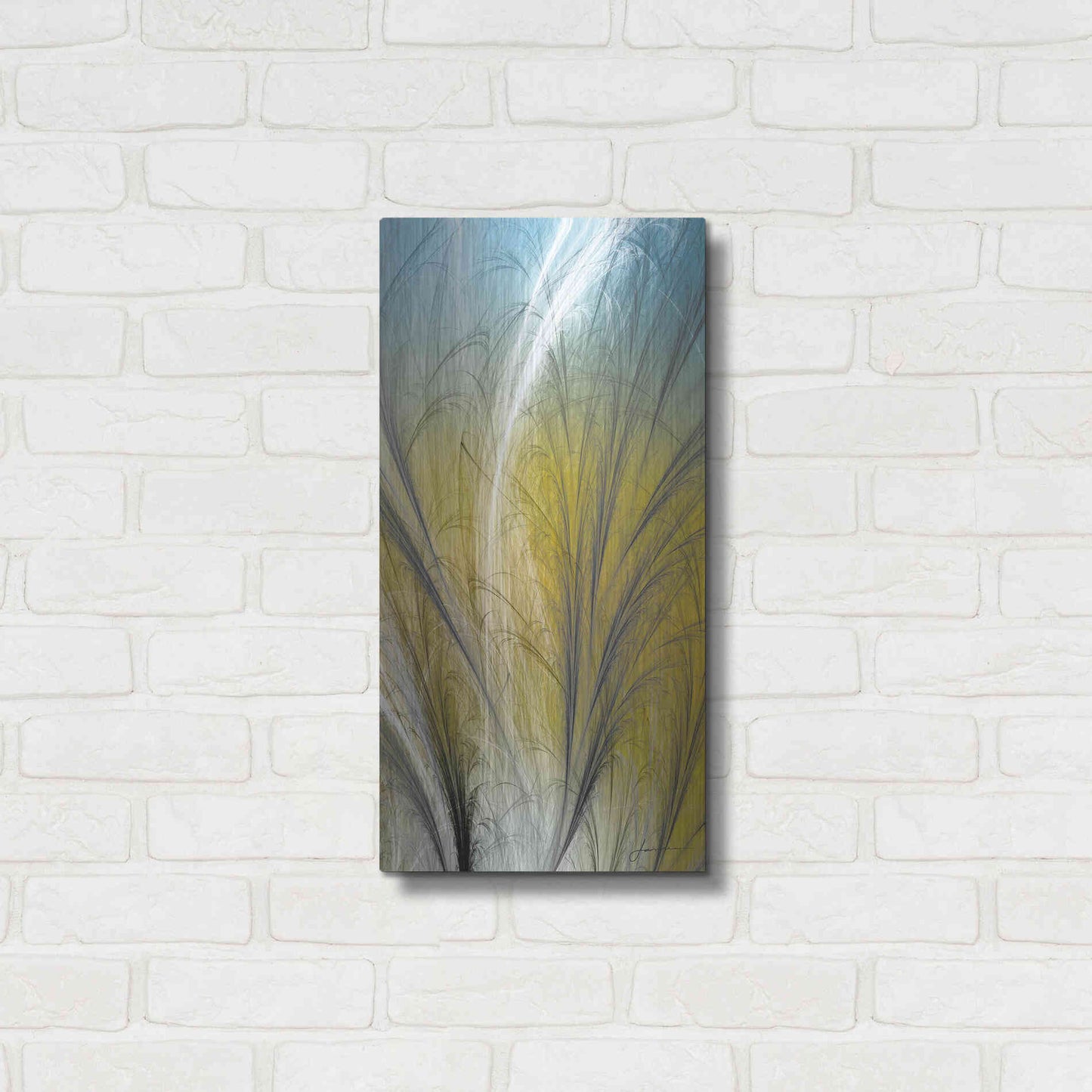 Luxe Metal Art 'Fountain Grass III' by James Burghardt, Metal Wall Art,12x24