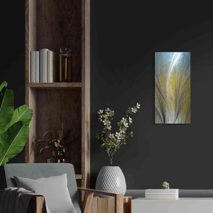 Luxe Metal Art 'Fountain Grass III' by James Burghardt, Metal Wall Art,12x24