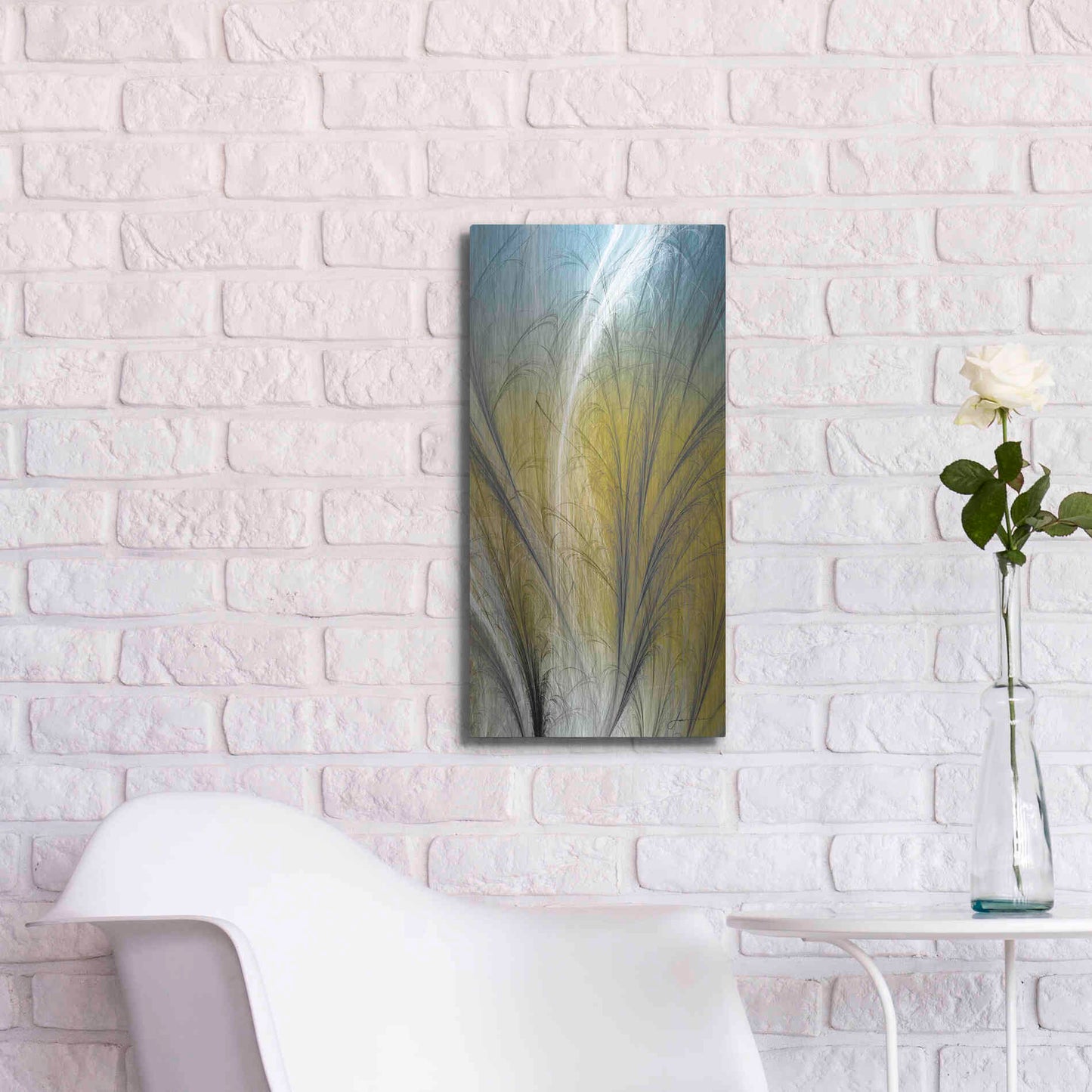 Luxe Metal Art 'Fountain Grass III' by James Burghardt, Metal Wall Art,12x24