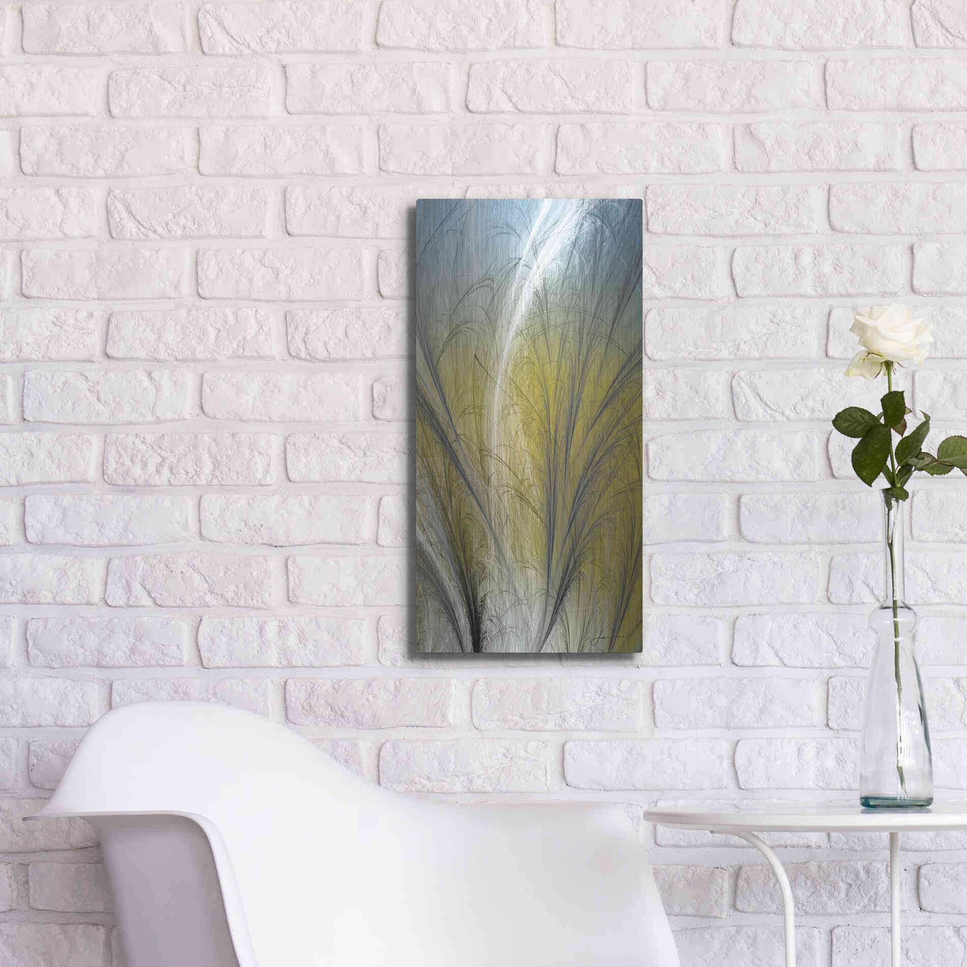 Luxe Metal Art 'Fountain Grass III' by James Burghardt, Metal Wall Art,12x24