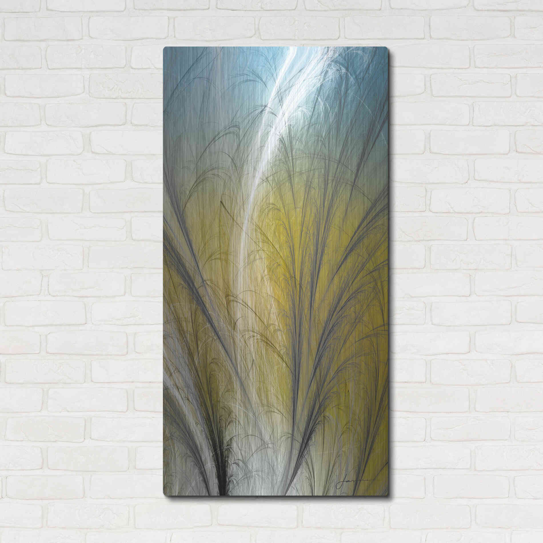 Luxe Metal Art 'Fountain Grass III' by James Burghardt, Metal Wall Art,24x48