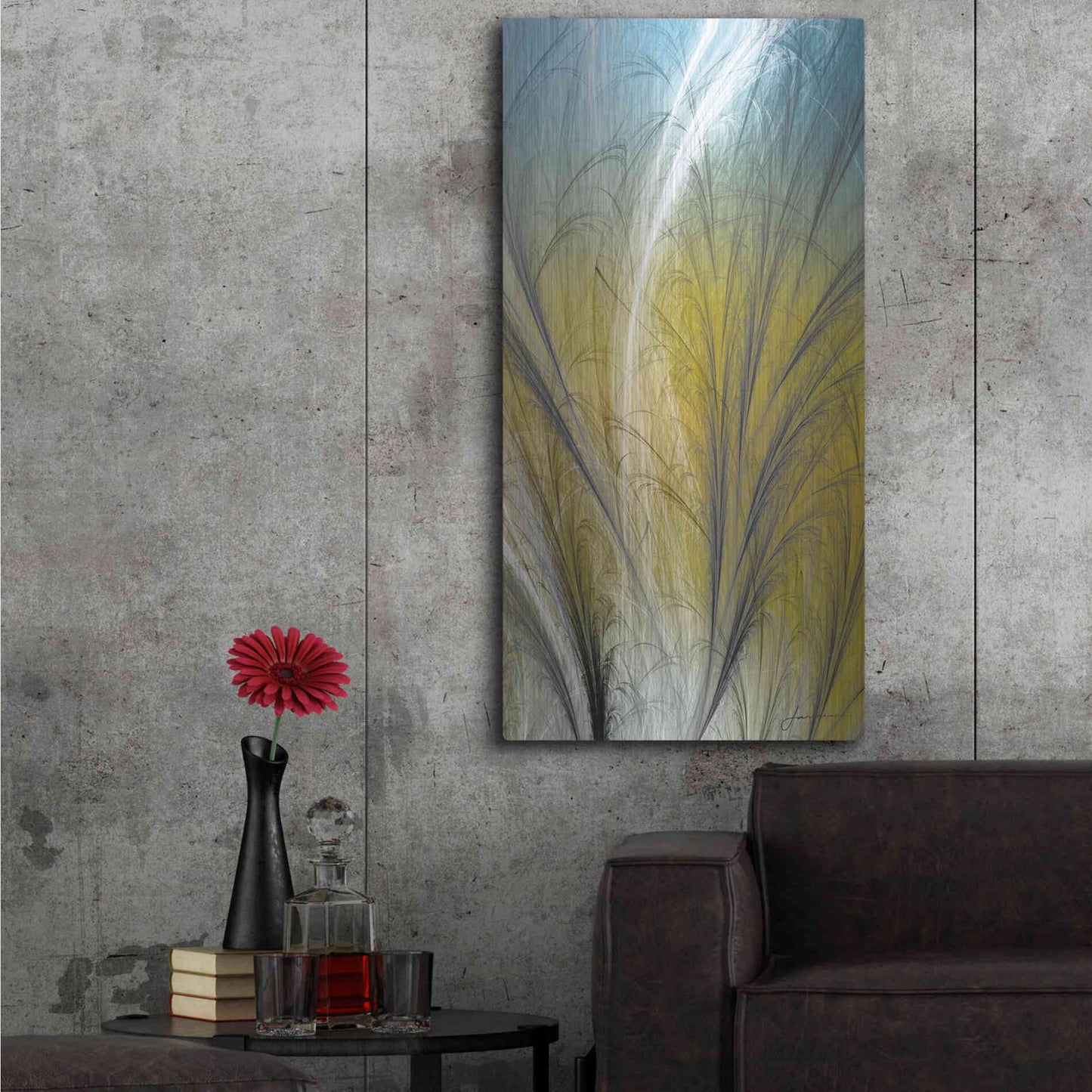 Luxe Metal Art 'Fountain Grass III' by James Burghardt, Metal Wall Art,24x48